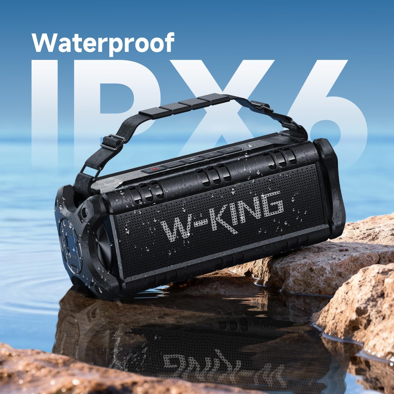 W-KING Bluetooth Speaker, 90W Max Portable Outdoor Speaker Loud, IPX6 Waterproof/50W Deep Bass Subwoofer/40H/EQ/Dual Pairing/TF/AUX, Large Boombox Speakers Bluetooth Wireless for Party/Beach/Jobside - Image 4