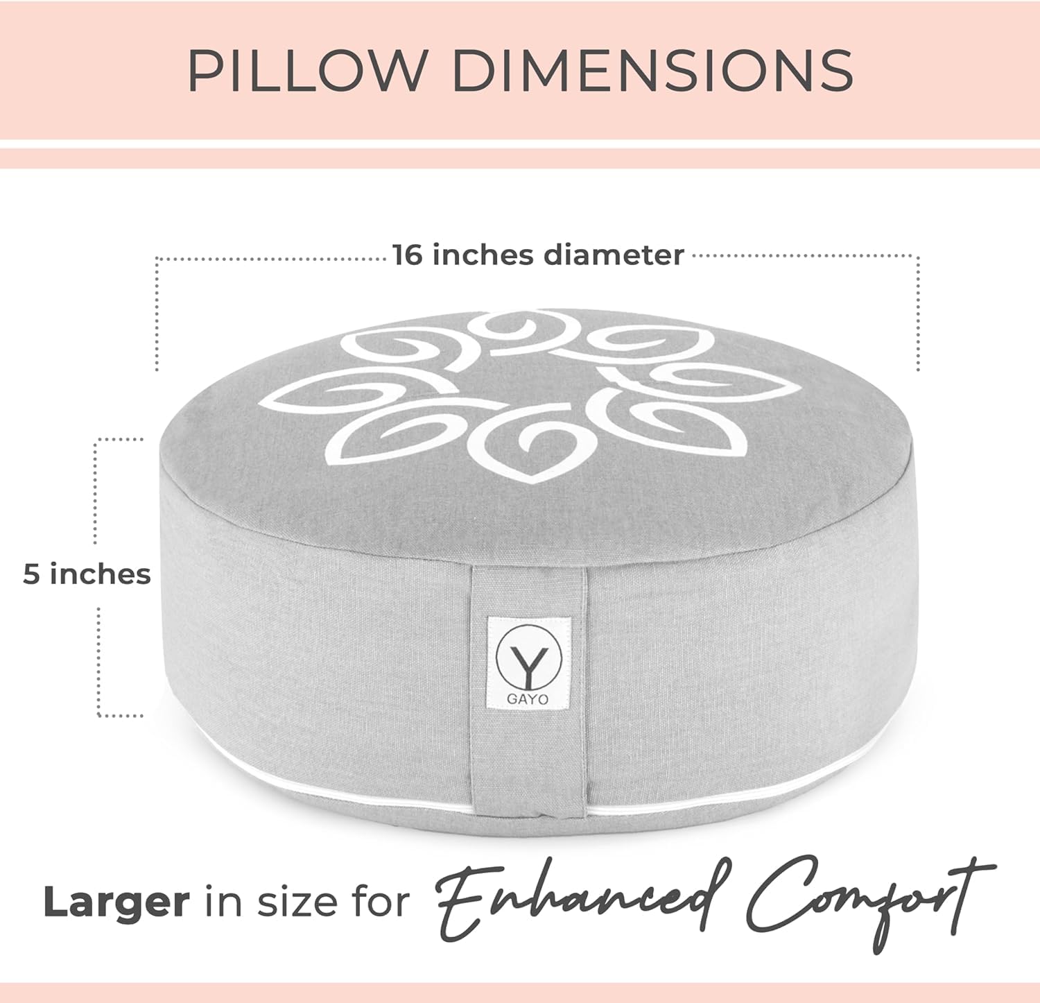 Y O Gayo Meditation Cushion and Floor Pillow. Ideal for Meditation Pillow, Yoga, & Floor Sitting - Premium Buckwheat Supportive Round Cushion with Changeable Cover. Versatile & Stylish - 16" in - Image 7