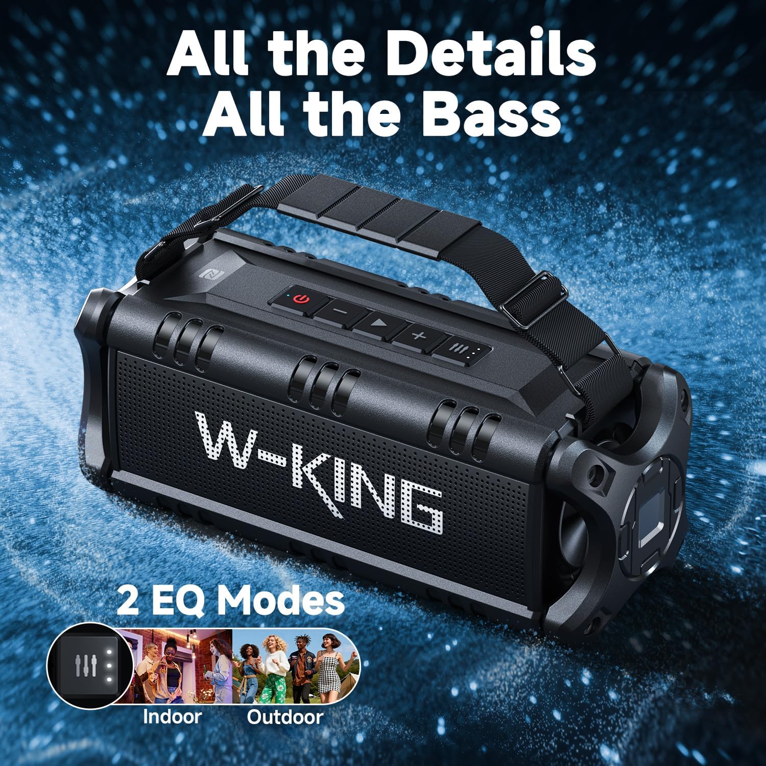 W-KING Bluetooth Speaker, 90W Max Portable Outdoor Speaker Loud, IPX6 Waterproof/50W Deep Bass Subwoofer/40H/EQ/Dual Pairing/TF/AUX, Large Boombox Speakers Bluetooth Wireless for Party/Beach/Jobside - Image 7