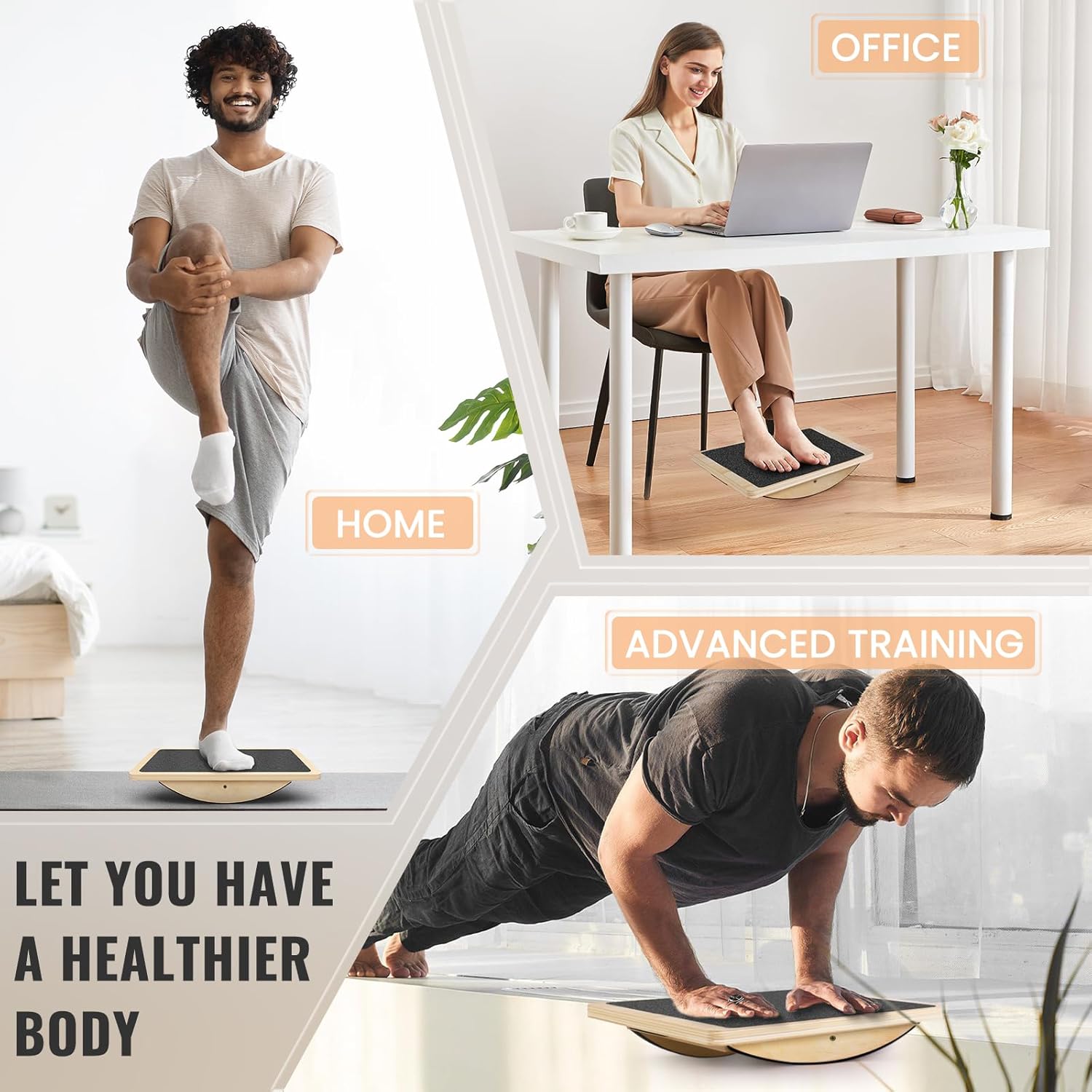 Balance Board Professional Wobble Board for Adults Anti-Slip 350LBS Balance Boards for Physical Therapy Standing Desk Core Strength Wooden Balance Board Rocker Board - Image 8