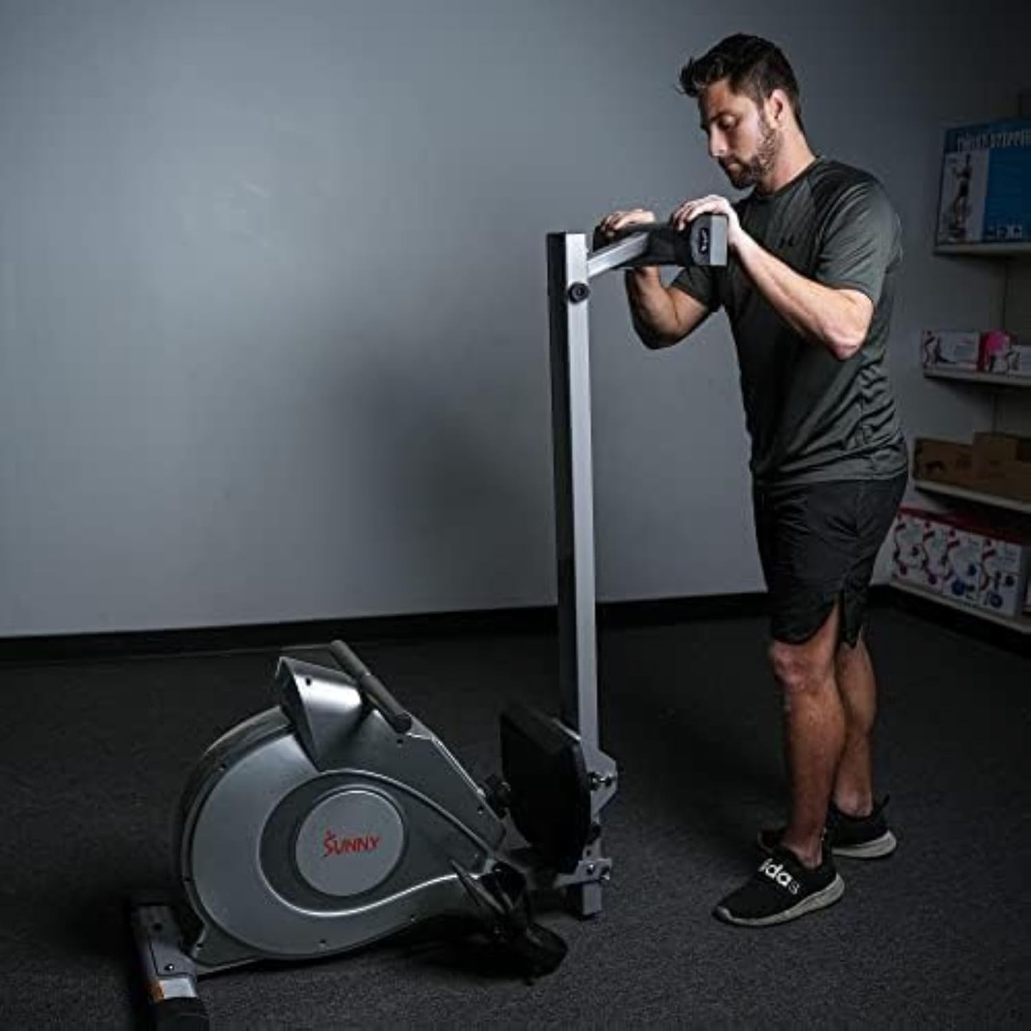 Sunny Health & Fitness Flip & Foldable Rowing Machine for Home w/Extended Slide Rail, Full-Body Workout, Low-Impact, Optional Extra Long Rail, Quiet Rail Cover, Water Motion and Free SunnyFit App - Image 8