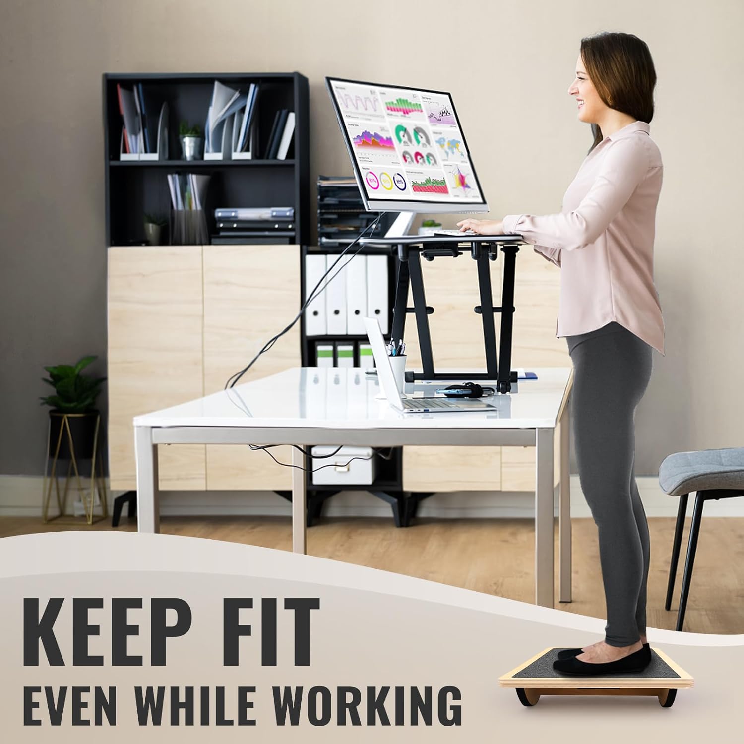 Balance Board Professional Wobble Board for Adults Anti-Slip 350LBS Balance Boards for Physical Therapy Standing Desk Core Strength Wooden Balance Board Rocker Board - Image 7