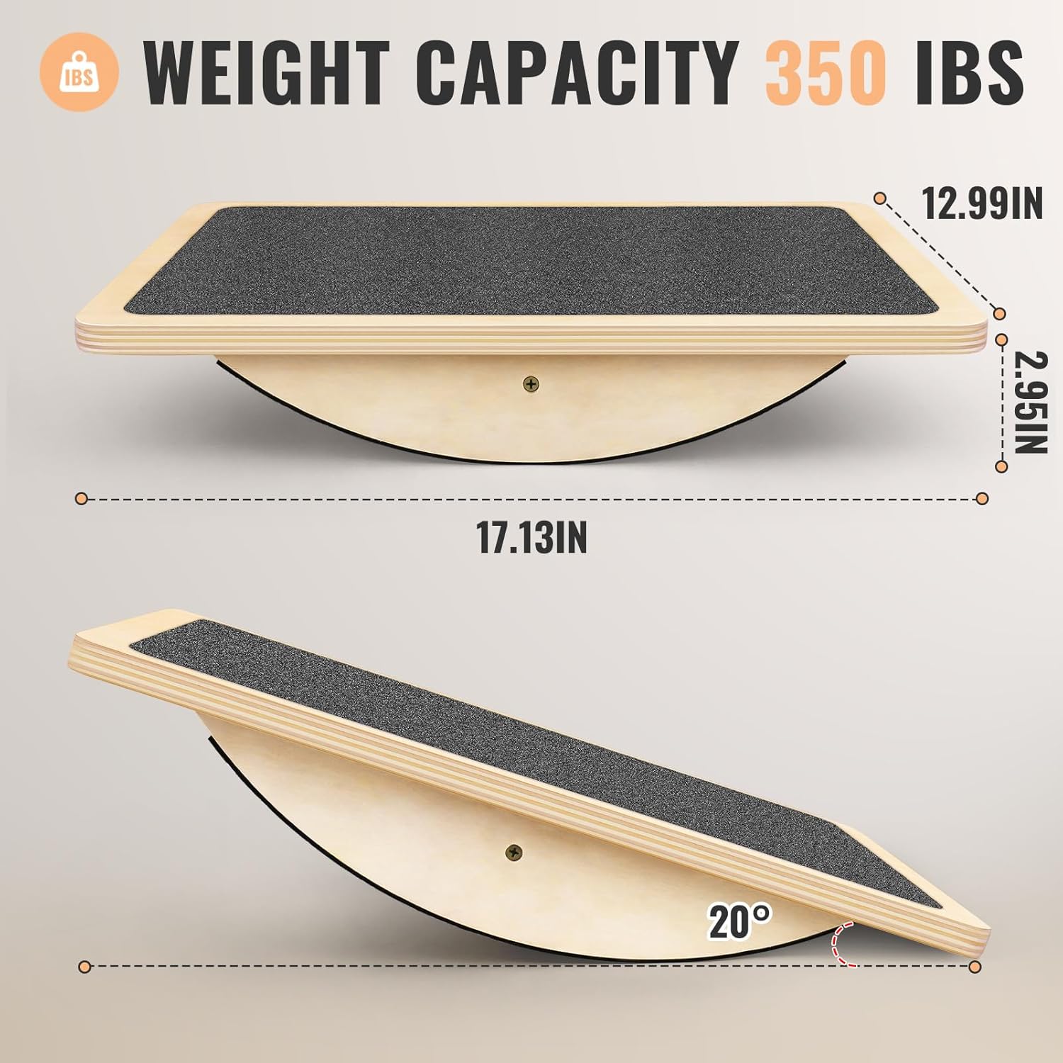 Balance Board Professional Wobble Board for Adults Anti-Slip 350LBS Balance Boards for Physical Therapy Standing Desk Core Strength Wooden Balance Board Rocker Board - Image 3