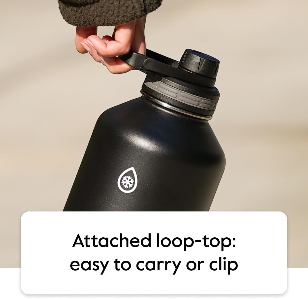 ThermoFlask Stainless Steel Water Bottles 2-Pack - Double-Wall Vacuum Insulated 24 oz BPA-Free Spout Lids - Keeps Drinks Cold 24 Hrs, Hot 12 Hrs - Leakproof, Dishwasher Safe, Mayan Blue/Black - Image 8