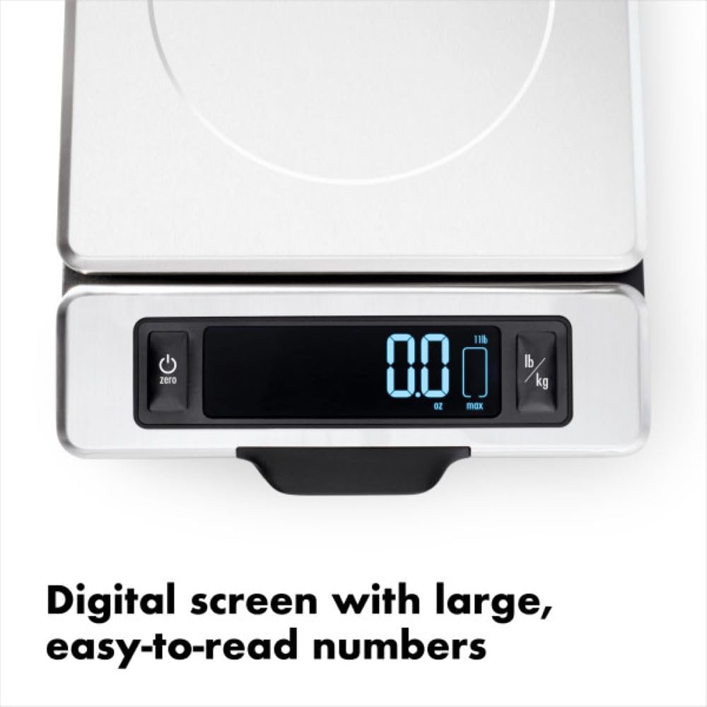 OXO Good Grips 11-Pound Stainless Steel Kitchen Scale with Pull-Out Display - Black - Image 3
