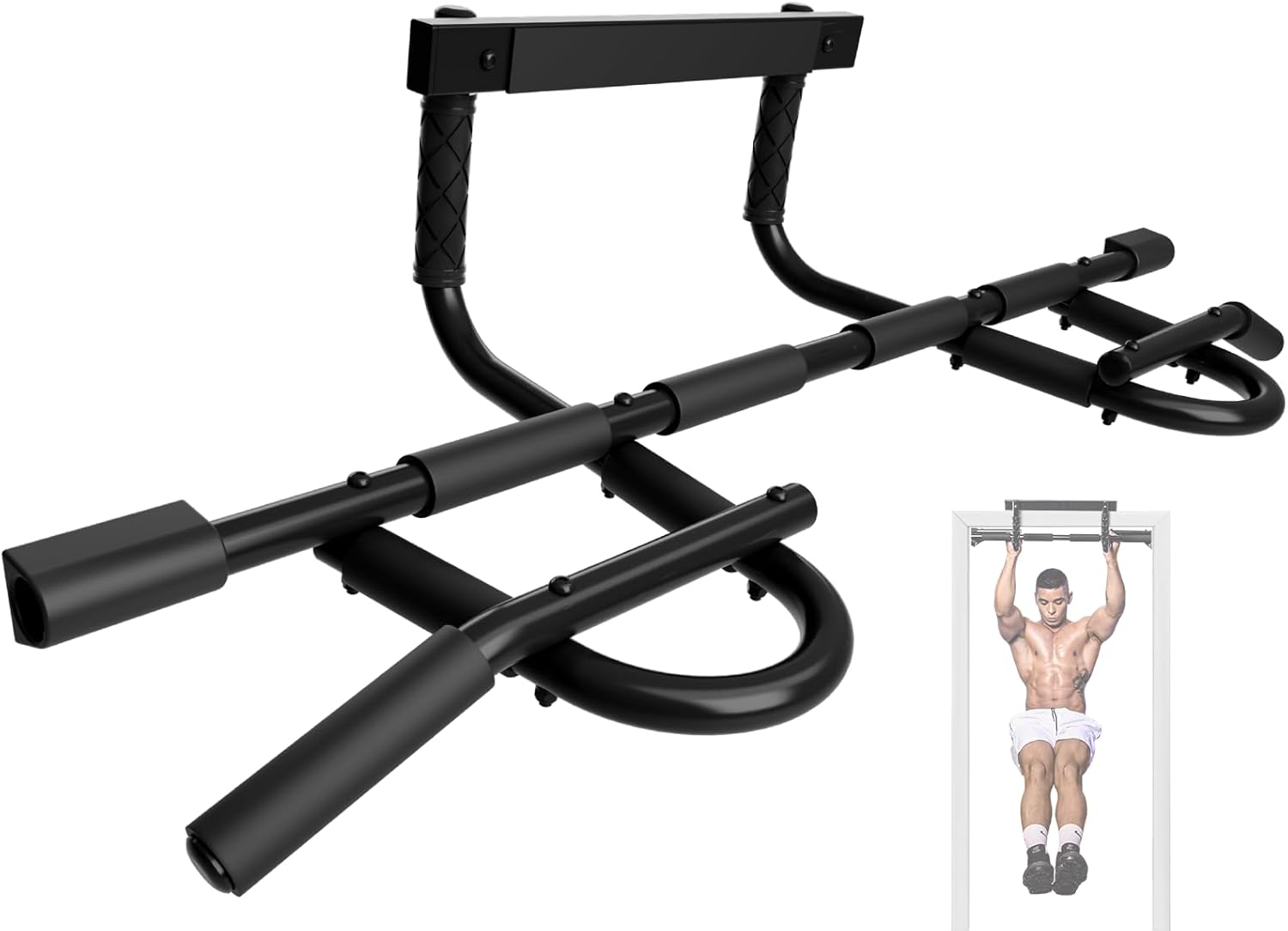 Yes4All Heavy Duty Wall Mounted Pull Up Bar, Over Door Pull Up Bar for Doorway, Multi Grip Chin Up Bar, Sturdy Strength Training Bars & Durable Gym Bar for Home Exercise - Image 2
