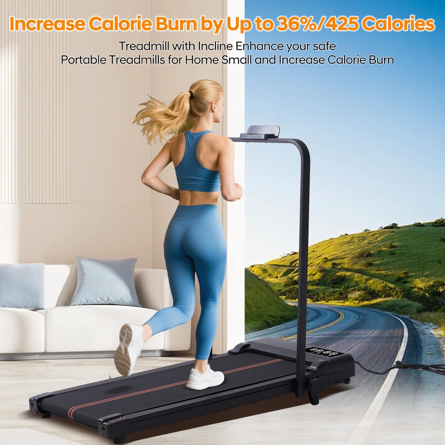 Walking Pad Treadmill with Incline and Handle Bar273 - Image 5
