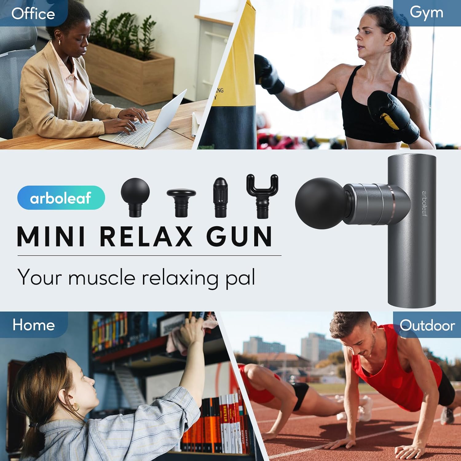arboleaf Massage Gun Deep Tissue, Full-Metal Powerful Mini Percussion Massager with Silent Brushless Motor - Ultra-Quiet Pocket-Sized for Athletes, Back & Sore Muscles Relief at Home, Office, Travel - Image 4