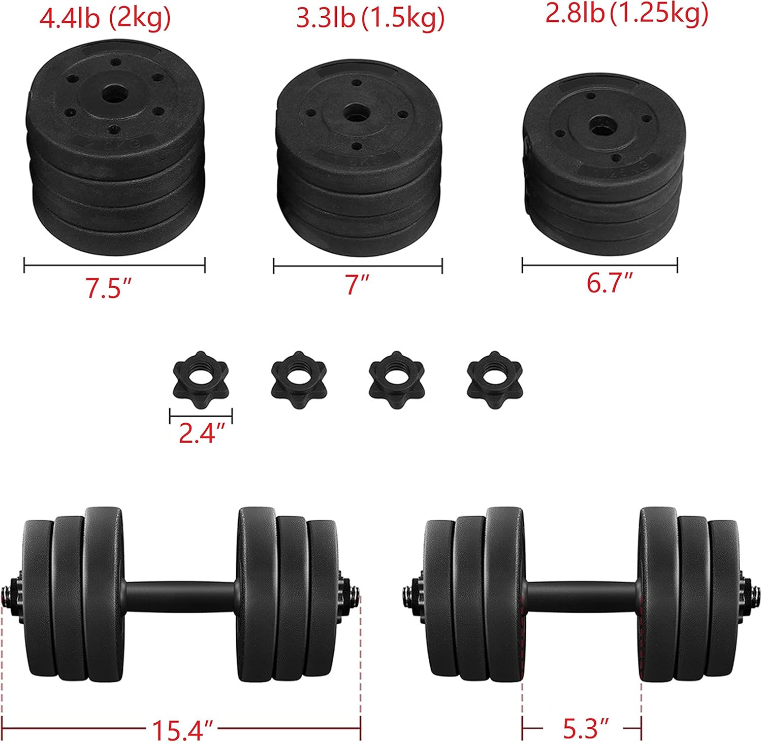 Yaheetech Adjustable Dumbbells Weight Set Dumbbell Weights Exercise & Fitness Equipment w/ 4 Spinlock Collars for Women & Men Home Gym Strength Training - Image 7