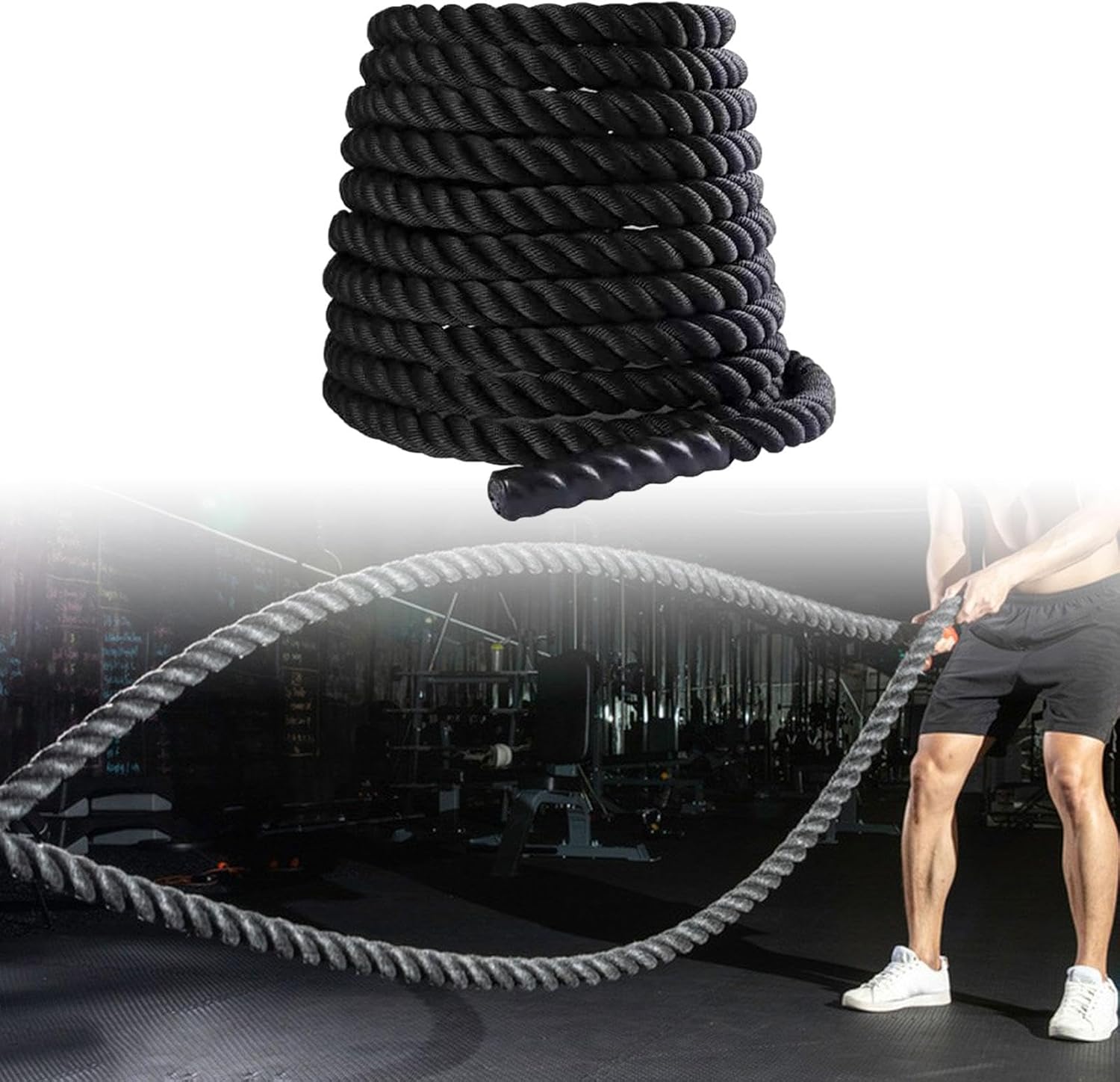 Battle Rope Equipment Fitness Rope Climbing Rope Physical Improve Strength 2.8M/3M Training Rope Fitness Exercise Rope, 25mmx2.8m Black - Image 3