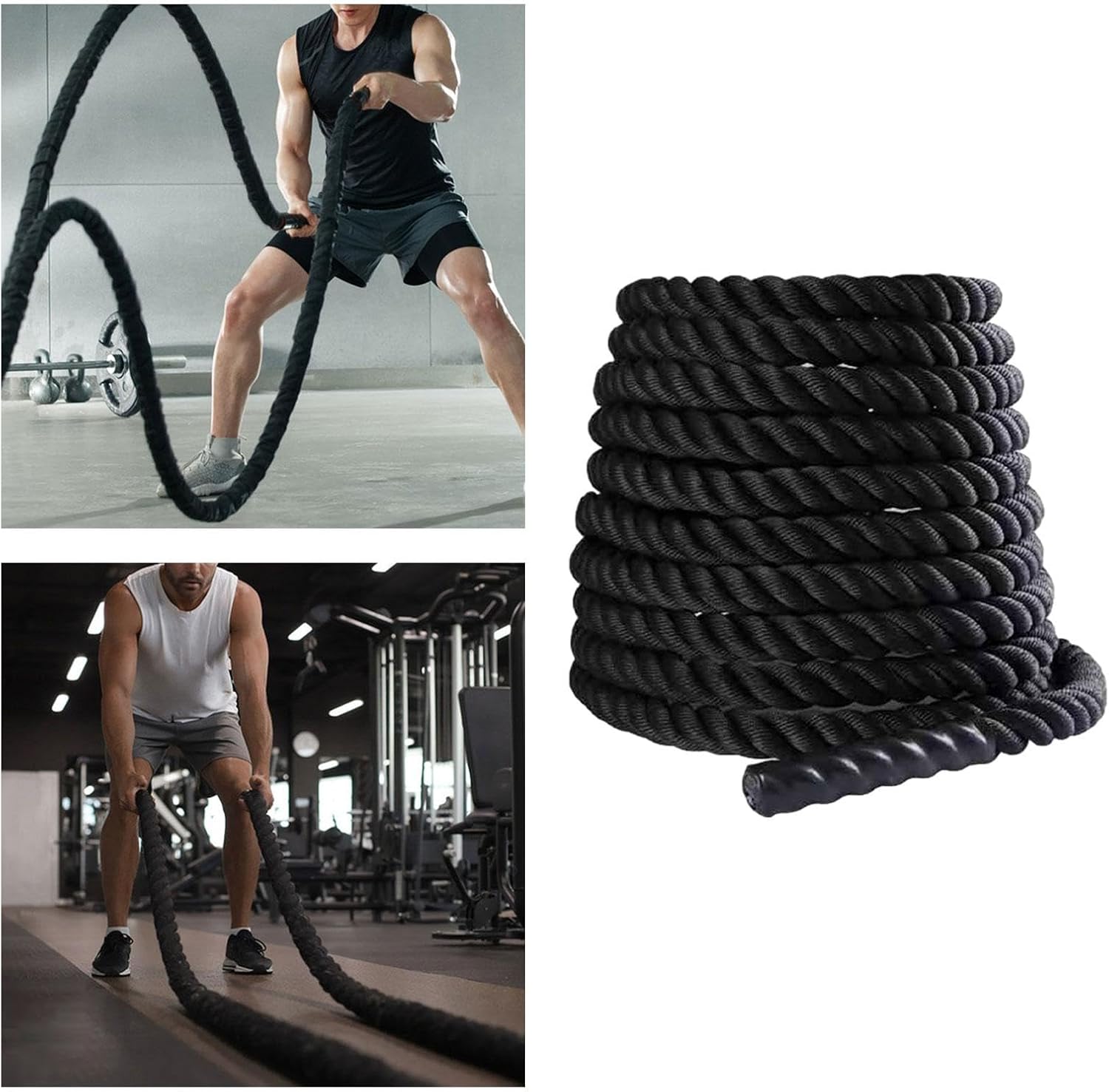 Battle Rope Equipment Fitness Rope Climbing Rope Physical Improve Strength 2.8M/3M Training Rope Fitness Exercise Rope, 25mmx2.8m Black - Image 7