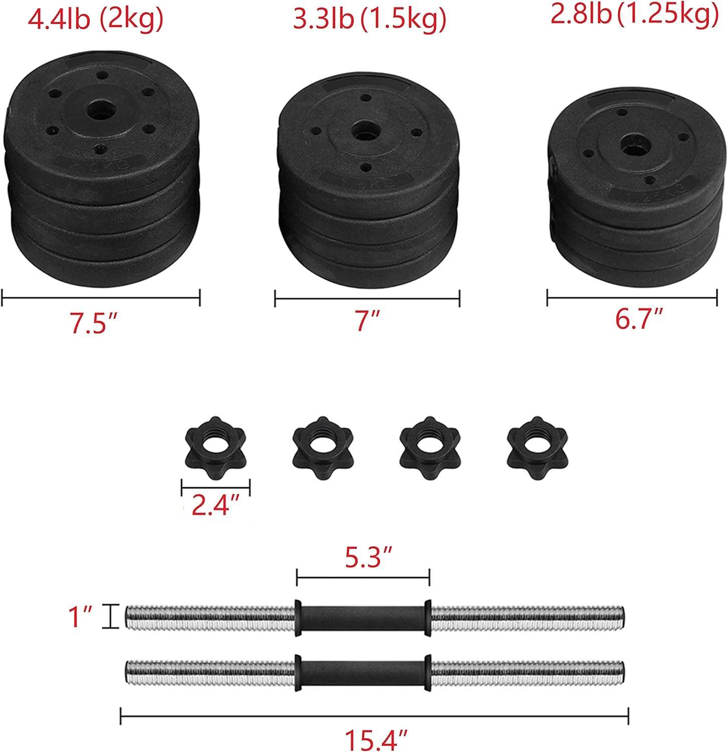 Yaheetech Adjustable Dumbbells Weight Set Dumbbell Weights Exercise & Fitness Equipment w/ 4 Spinlock Collars for Women & Men Home Gym Strength Training - Image 8