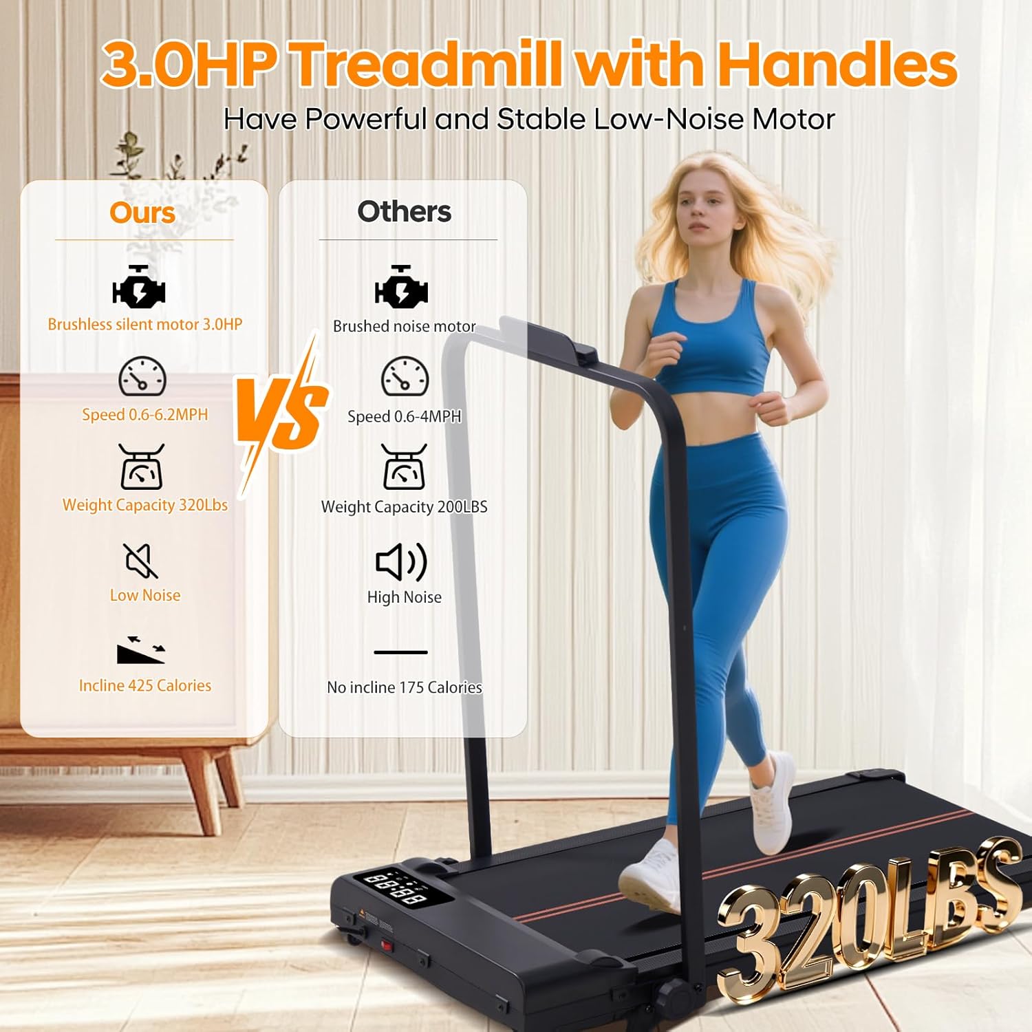 Walking Pad Treadmill with Incline and Handle Bar273 - Image 4