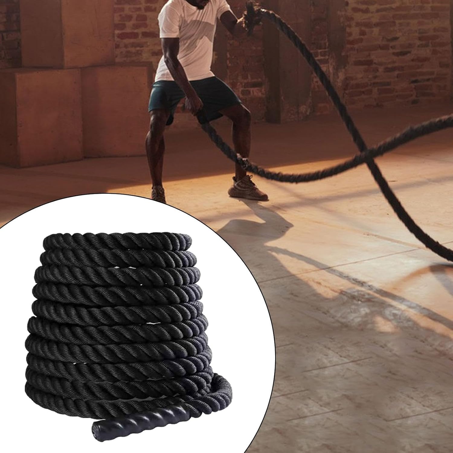 Battle Rope Equipment Fitness Rope Climbing Rope Physical Improve Strength 2.8M/3M Training Rope Fitness Exercise Rope, 25mmx2.8m Black - Image 6