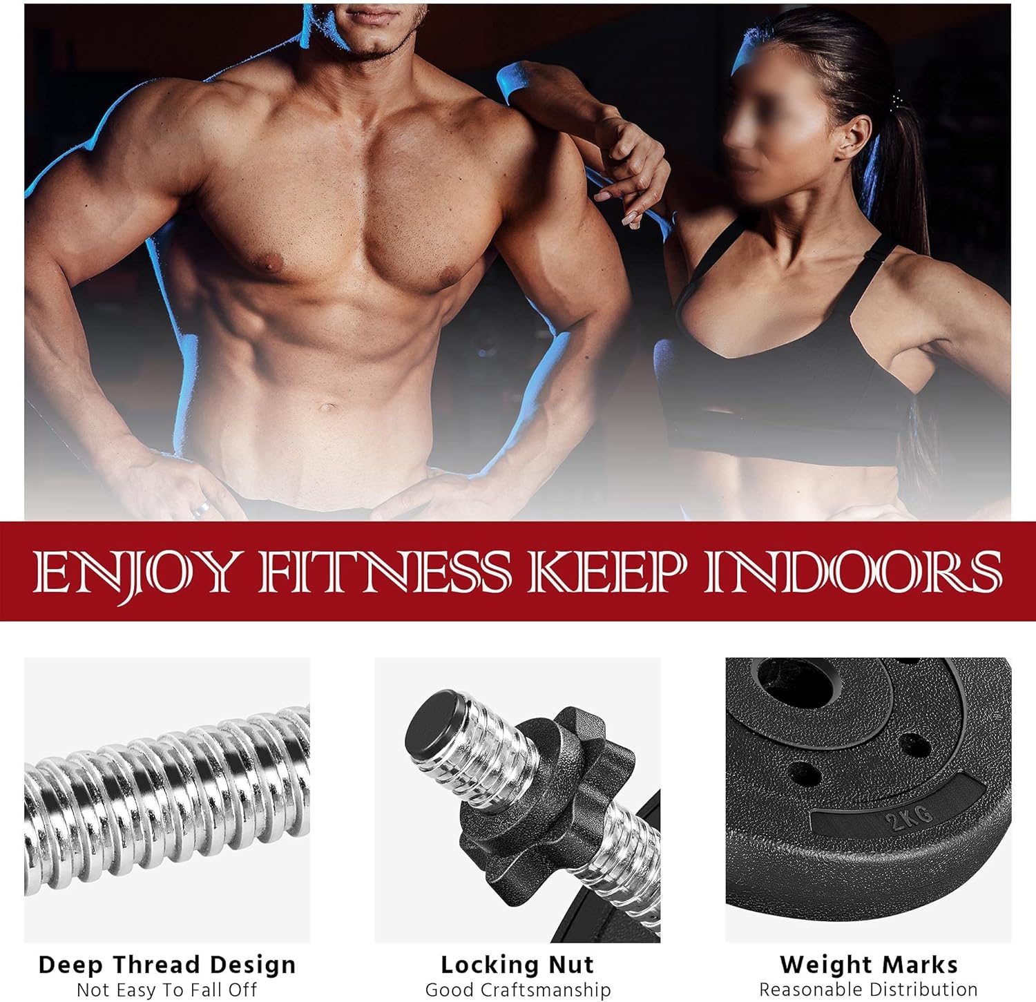 Yaheetech Adjustable Dumbbells Weight Set Dumbbell Weights Exercise & Fitness Equipment w/ 4 Spinlock Collars for Women & Men Home Gym Strength Training - Image 4