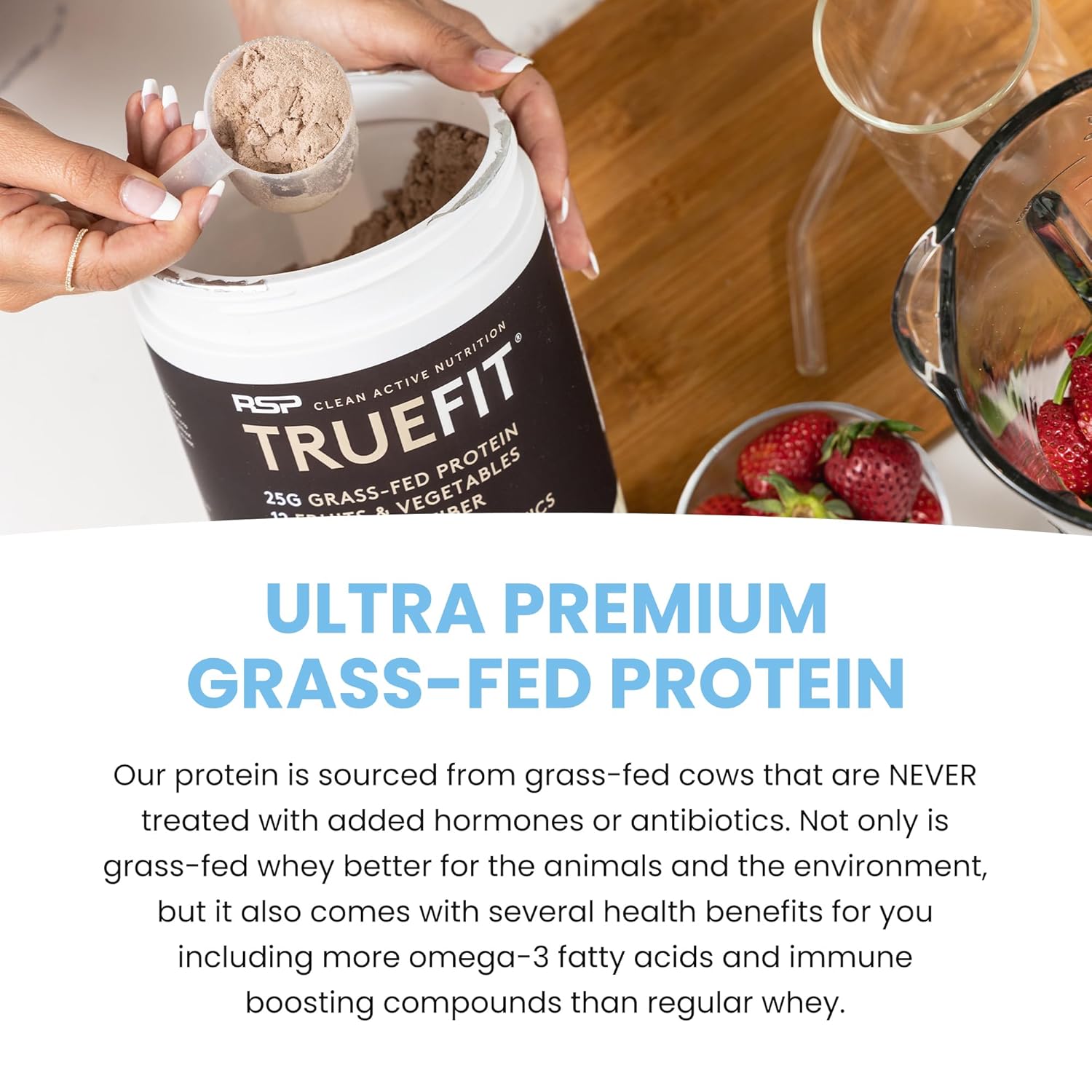 TrueFit High Fiber Protein Powder, Grass-Fed Whey Meal Replacement Shake with Prebiotics, Probiotics, & Organic Superfoods, Keto Friendly, Gluten Free - Image 5