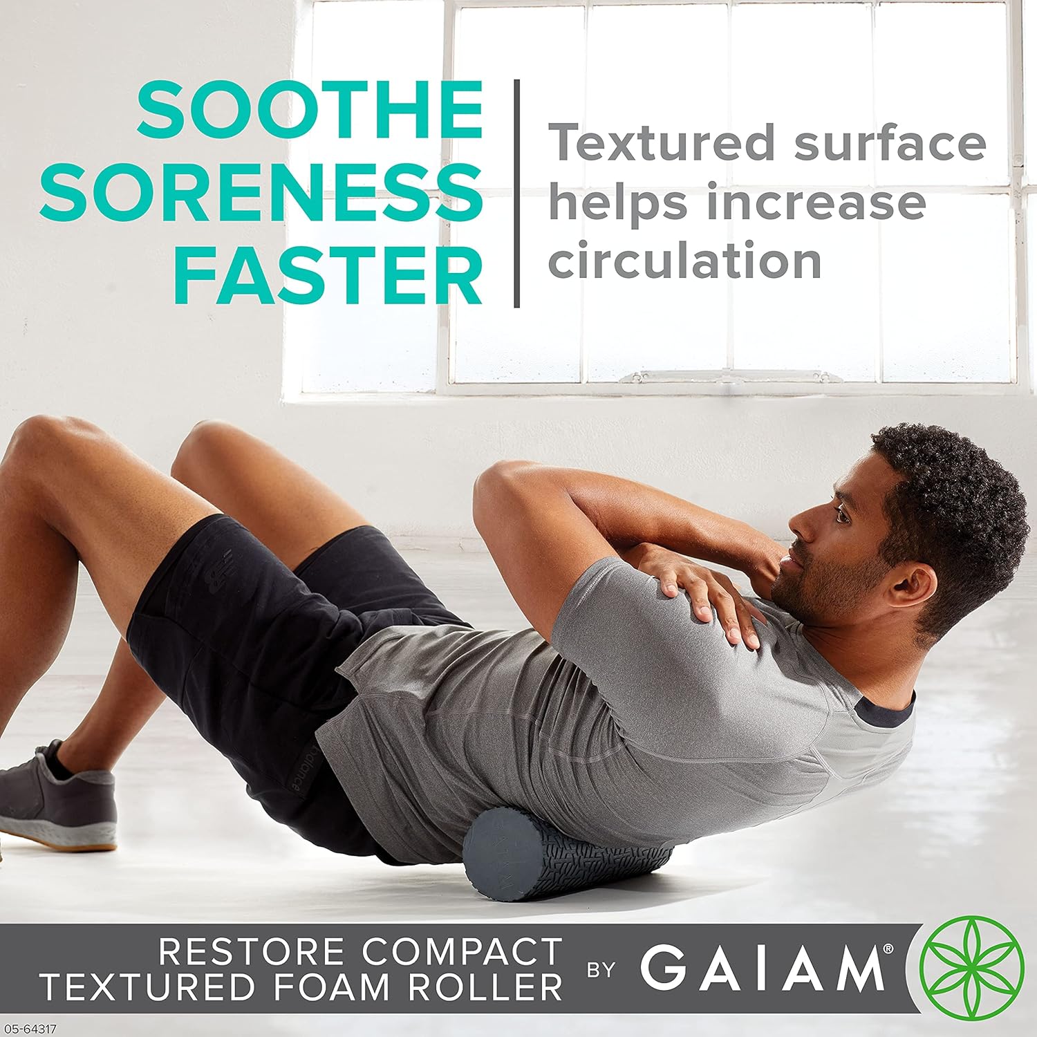 Gaiam Restore Compact Textured Foam Roller for Muscle Repair and Exercise – 12”L X 4" Diameter Massager Roller – Ideal for Improved Circulation and Easing Muscle Tension - Image 6