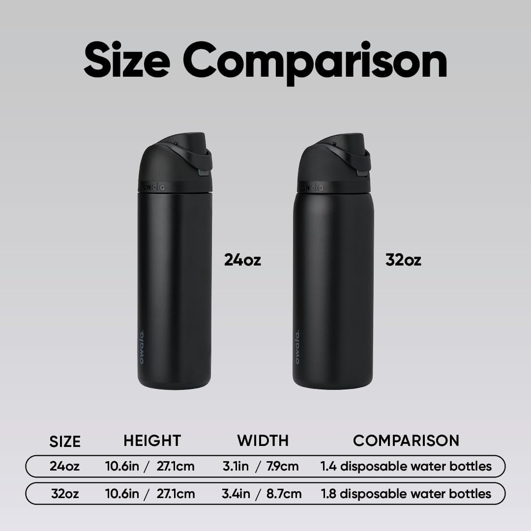 Owala FreeSip Insulated Stainless Steel Water Bottle with Straw, BPA-Free Sports Water Bottle, Great for Travel, 32 Oz, Very, Very Dark - Image 6