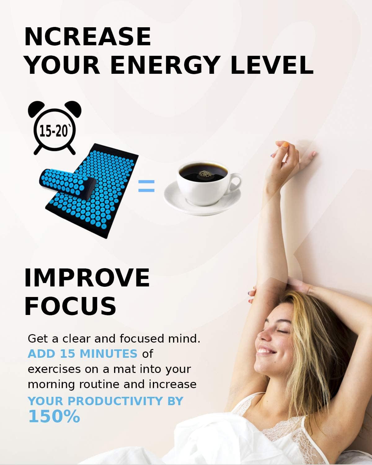 Acupressure Mat and Pillow Set for Lower Back Pain Relief & Muscle Relaxation - Acupuncture Mattress + Spiky Ball Massage Set for Back, Neck & Sciatic Nerve Pain - Relieves Tension at Pressure Points - Image 3