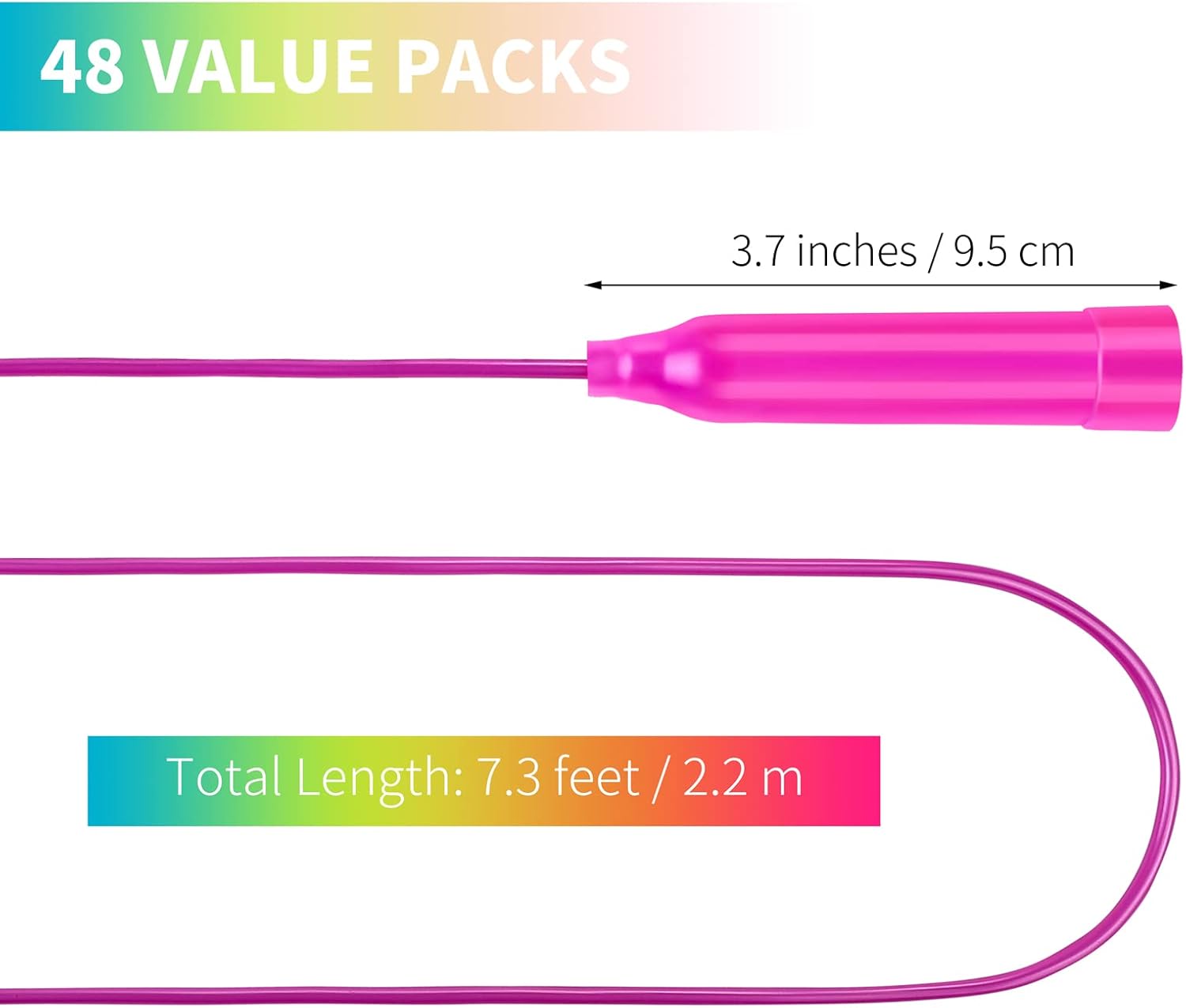 Aneco 48 Pack Kids Jump Rope Set 7.3 Feet Outdoor Jump Ropes Colorful Kids Jumping Ropes Great Sports Activities Birthday Party Favors Gifts - Image 3