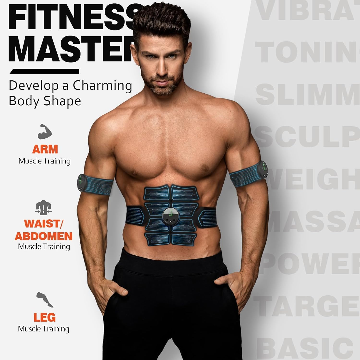 Ab Stimulator and Muscle Toner – ABS and Arms Muscle Stimulator, MHD TENS Portable Fitness Workout Equipment for Men and Women Black - Image 7