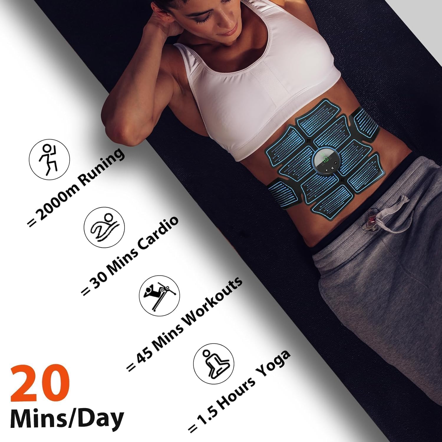 Ab Stimulator and Muscle Toner – ABS and Arms Muscle Stimulator, MHD TENS Portable Fitness Workout Equipment for Men and Women Black - Image 4