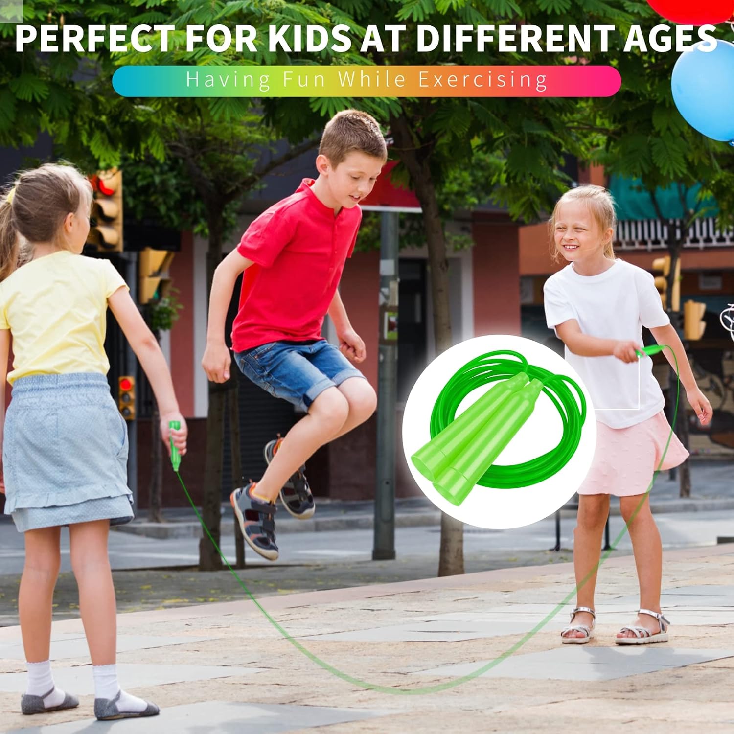Aneco 48 Pack Kids Jump Rope Set 7.3 Feet Outdoor Jump Ropes Colorful Kids Jumping Ropes Great Sports Activities Birthday Party Favors Gifts - Image 7