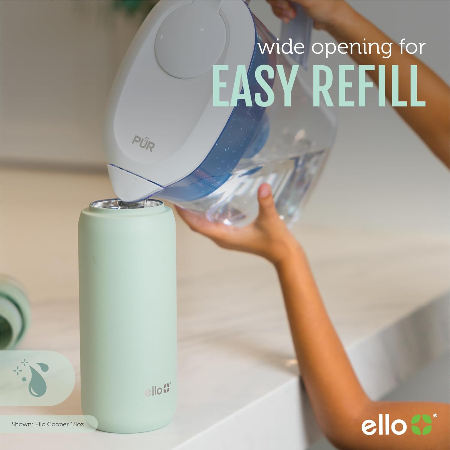 Ello Cooper 22oz Stainless Steel Water Bottle with Straw and Carry Handle, Double Walled and Vacuum Insulated Metal, Leak Proof Locking Lid with Soft Silicone Spout, Reusable, BPA Free, Lilac - Image 10