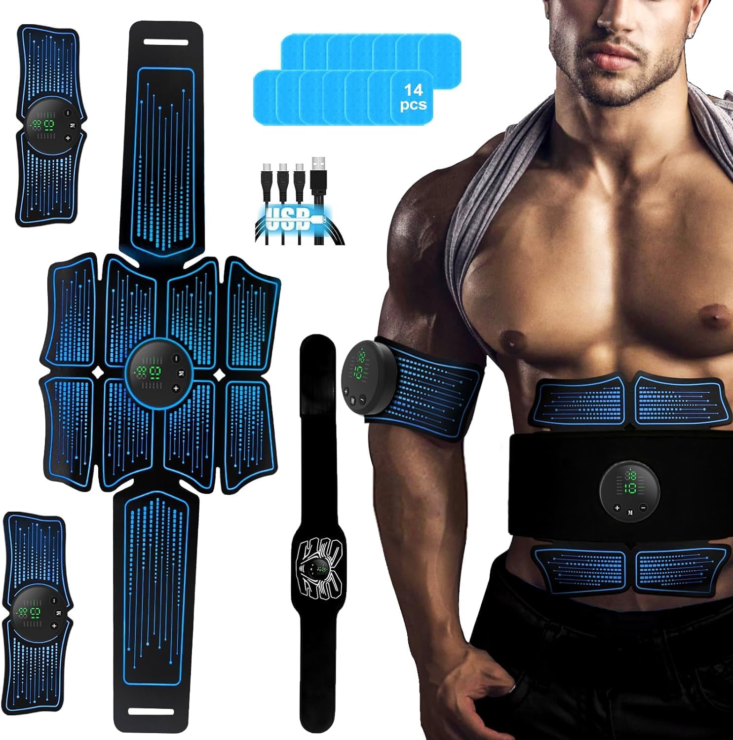 Ab Stimulator and Muscle Toner – ABS and Arms Muscle Stimulator, MHD TENS Portable Fitness Workout Equipment for Men and Women Black - Image 2