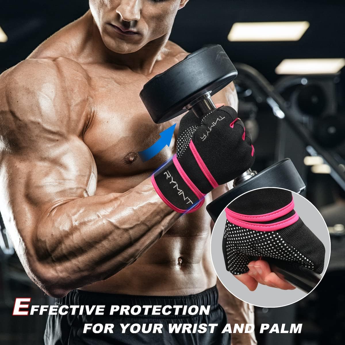Workout Gloves with Wrist Wrap Support, Weight Lifting Gloves with Full Palm Protection & Extra Grip for Men Women Gym Exercise, Fitness, Weightlifting, Pull ups - Image 9