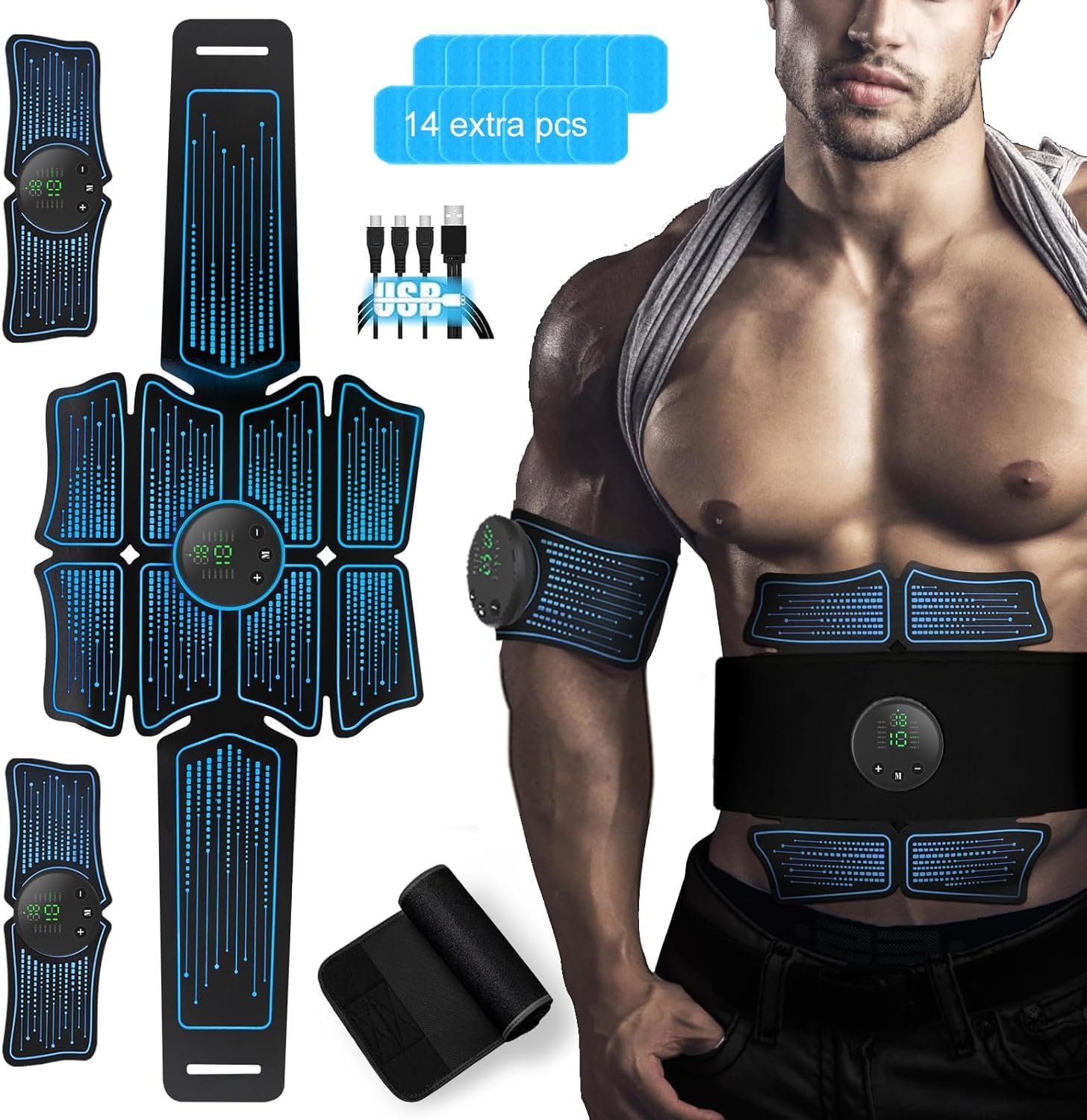 Ab Stimulator and Muscle Toner – ABS and Arms Muscle Stimulator, MHD TENS Portable Fitness Workout Equipment for Men and Women Black - Image 9