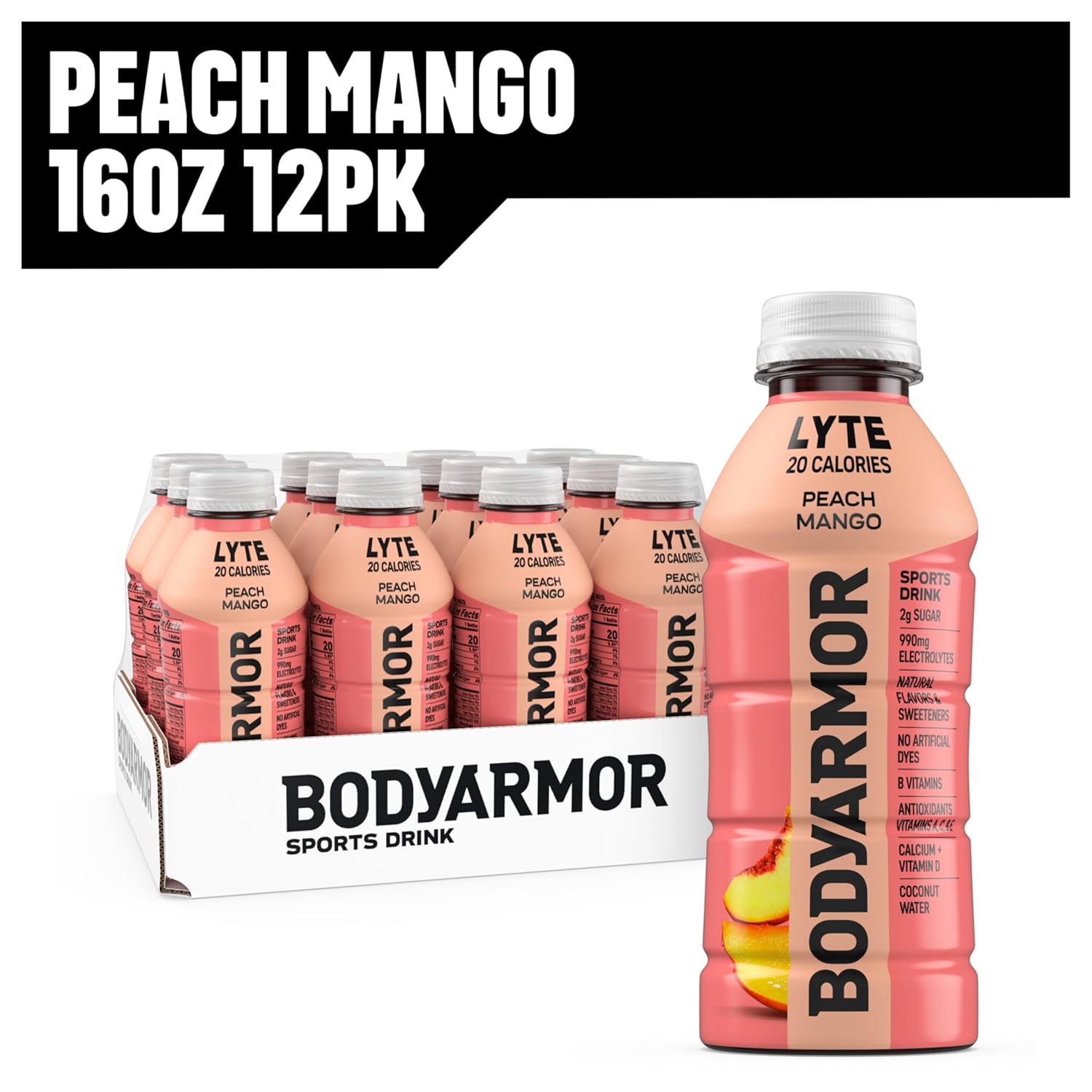BODYARMOR LYTE Sports Drink Low-Calorie Sports Beverage, Peach Mango, Coconut Water Hydration, Natural Flavors With Vitamins, Potassium-Packed Electrolytes, Perfect For Athletes, 16 Fl Oz (Pack of 12) - Image 11