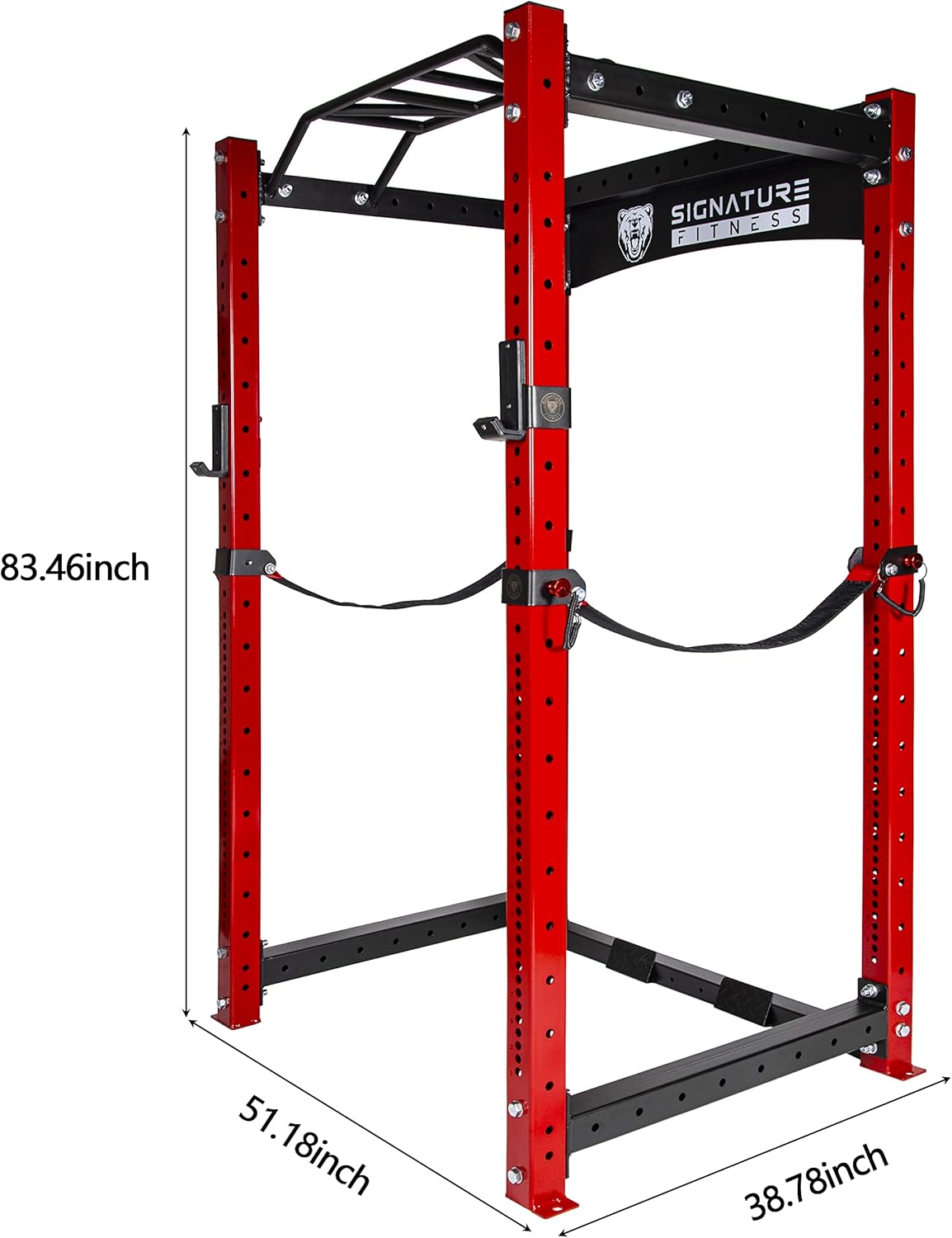 Fitvids SF-3 1,500 Pound Capacity 3” x 3” Power Cage Squat Rack, Includes J-Hooks and Safety Straps, Other Optional Accessories - Image 6