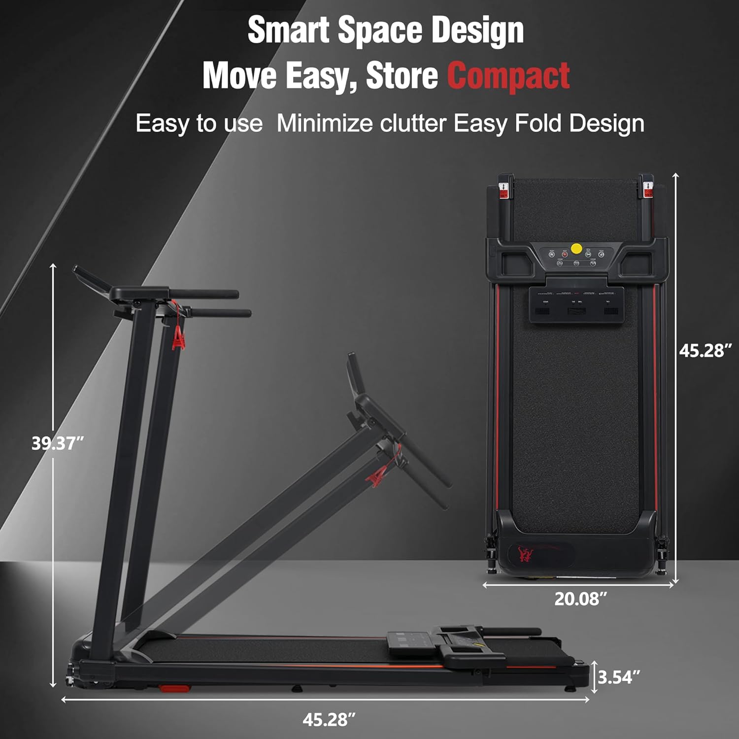 Merax 15% Treadmills for Home with Handle, 3 in 1 Portable Treadmill with Incline, Foldable Treadmill with Three Screen, 12 Preset Programs, Walking pad with Handle bar, 300LBS Capacity - Image 9