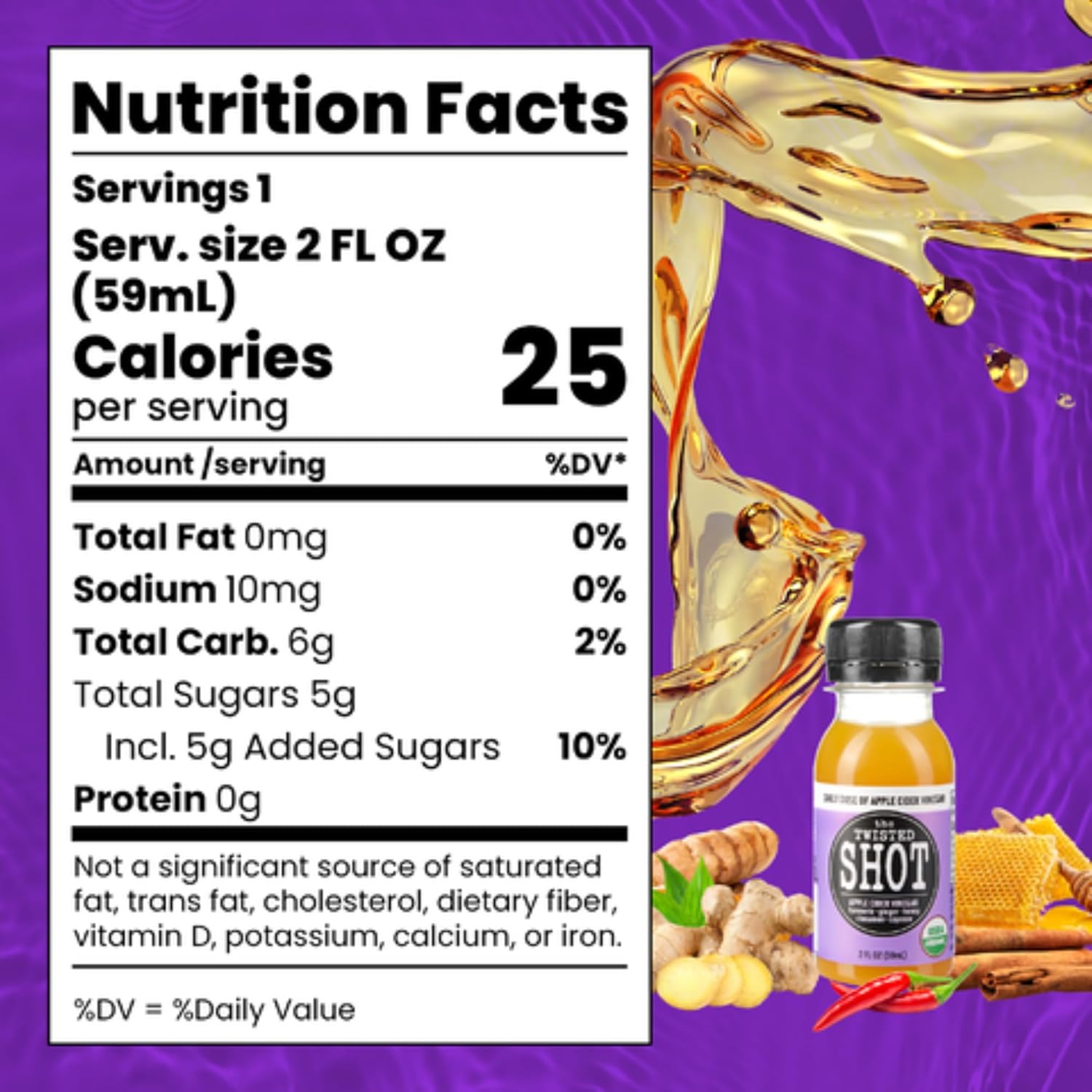 The Twisted Shot | Organic Apple Cider Vinegar Wellness Shots with Ginger, Turmeric, Honey, Cinnamon and Cayenne | Digestion, Immunity and Gut Health Support | Ready to Drink | 12, 2 oz Mini Bottles - Image 8