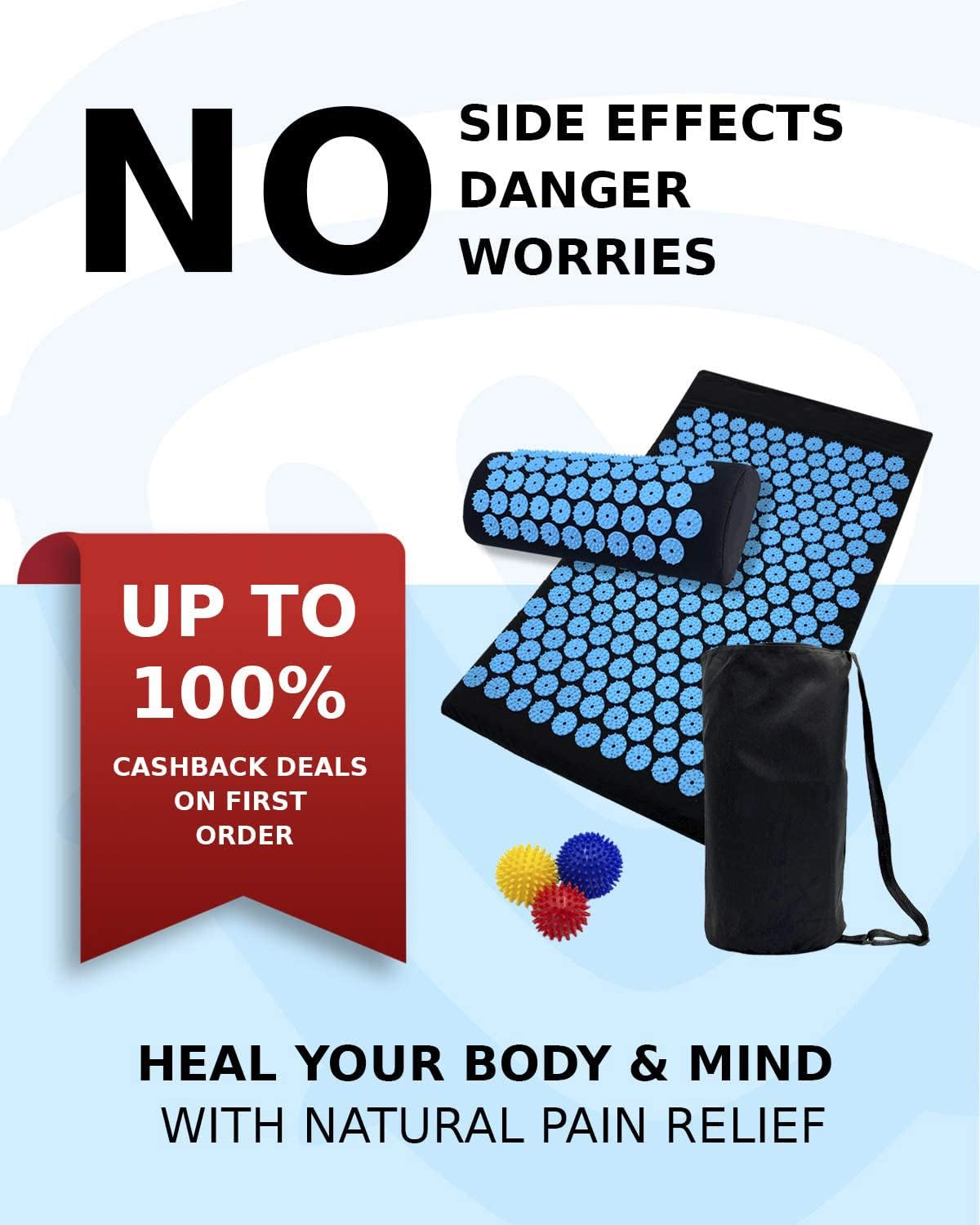 Acupressure Mat and Pillow Set for Lower Back Pain Relief & Muscle Relaxation - Acupuncture Mattress + Spiky Ball Massage Set for Back, Neck & Sciatic Nerve Pain - Relieves Tension at Pressure Points - Image 4