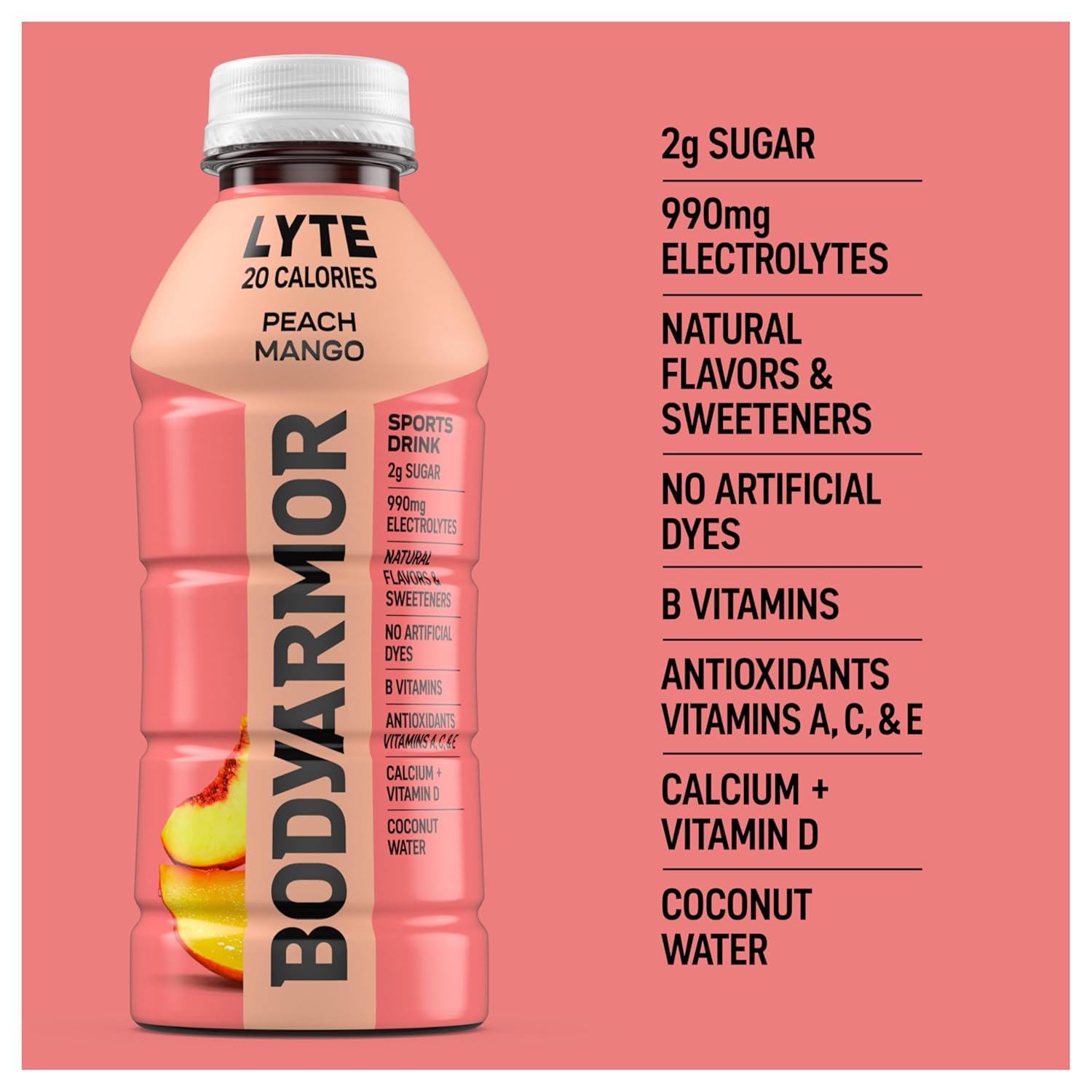 BODYARMOR LYTE Sports Drink Low-Calorie Sports Beverage, Peach Mango, Coconut Water Hydration, Natural Flavors With Vitamins, Potassium-Packed Electrolytes, Perfect For Athletes, 16 Fl Oz (Pack of 12) - Image 8