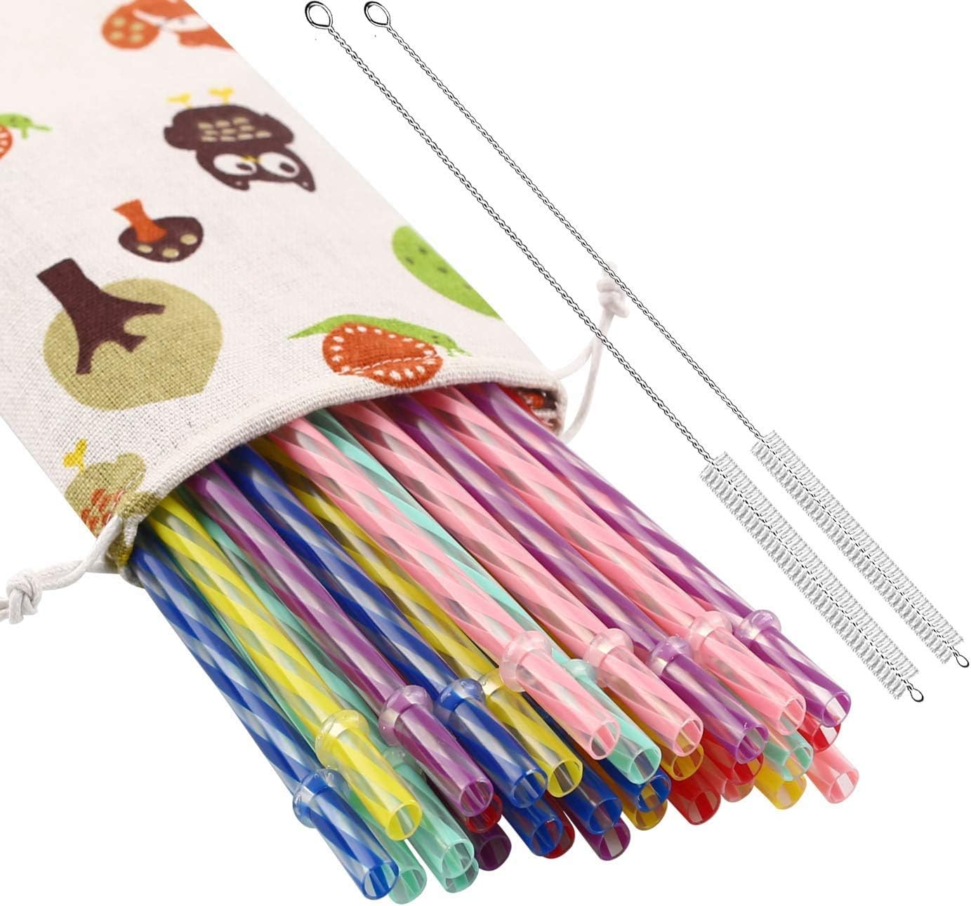 33 Pieces Reusable Plastic Straws Fit for Mason Jars, Tumblers, 9 Inches Transparent Colored Unbreakable Drinking Straws with 1 Straw Carrying Case and 2 Cleaning Brushes, BPA Free and Eco-friendly - Image 6