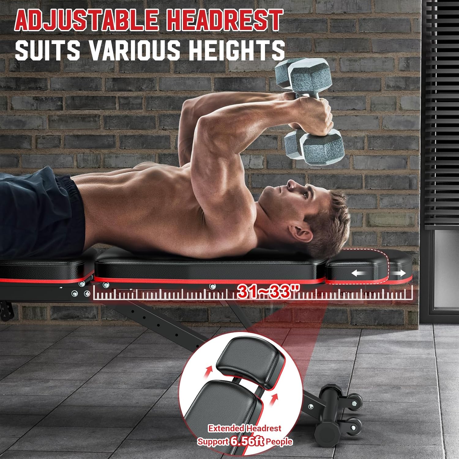 XDDIAS Workout Bench, Adjustable Weight Bench with Leg Extension and Leg Curl, Extended Headrest, 900LBS Preacher Curl Bench Incline Decline Flat Workout Bench for Home Gym Full Body Exercise - Image 6