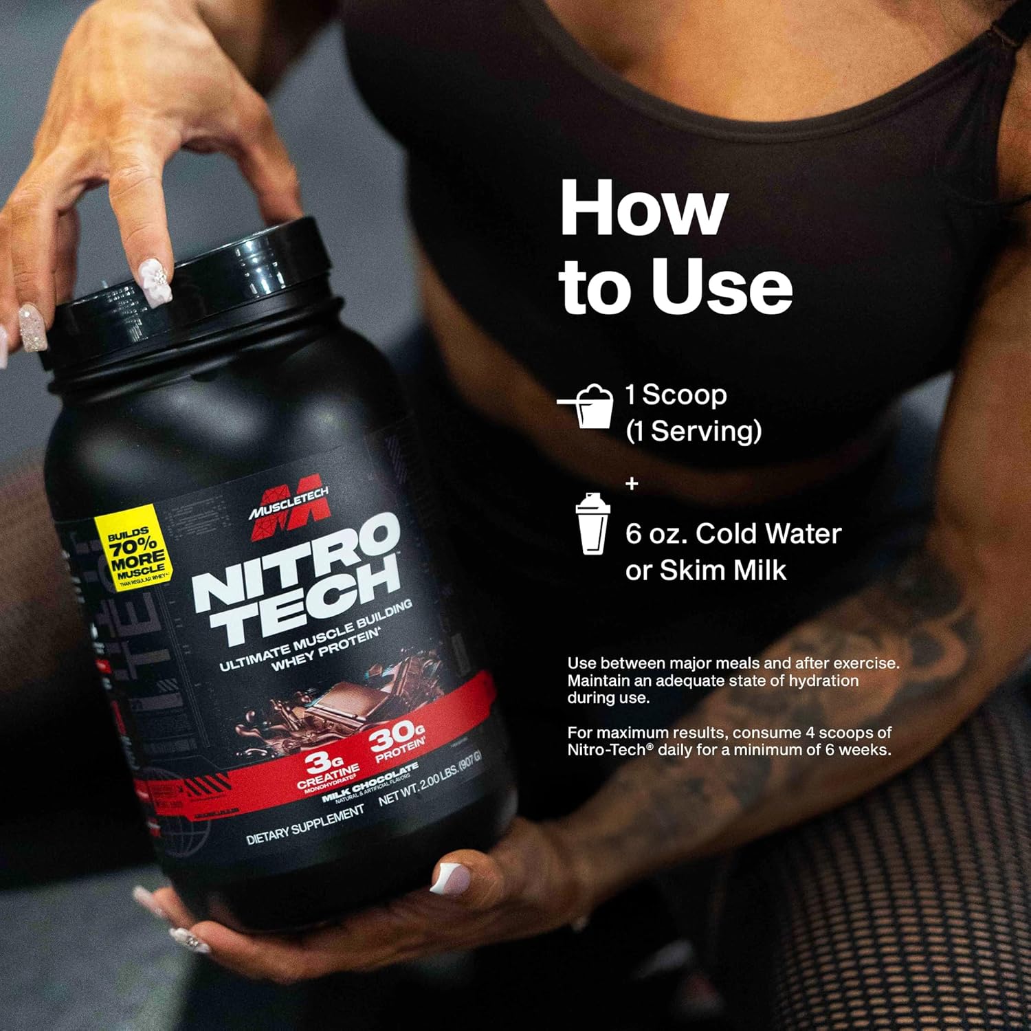 Muscletech Whey Protein Powder (Strawberry, 4 Pound) - Nitro-Tech Ultimate Muscle Building Formula with Whey Protein Isolate - 30g of Protein, 3g of Creatine & 6.8g of BCAA - Packaging May Vary - Image 8