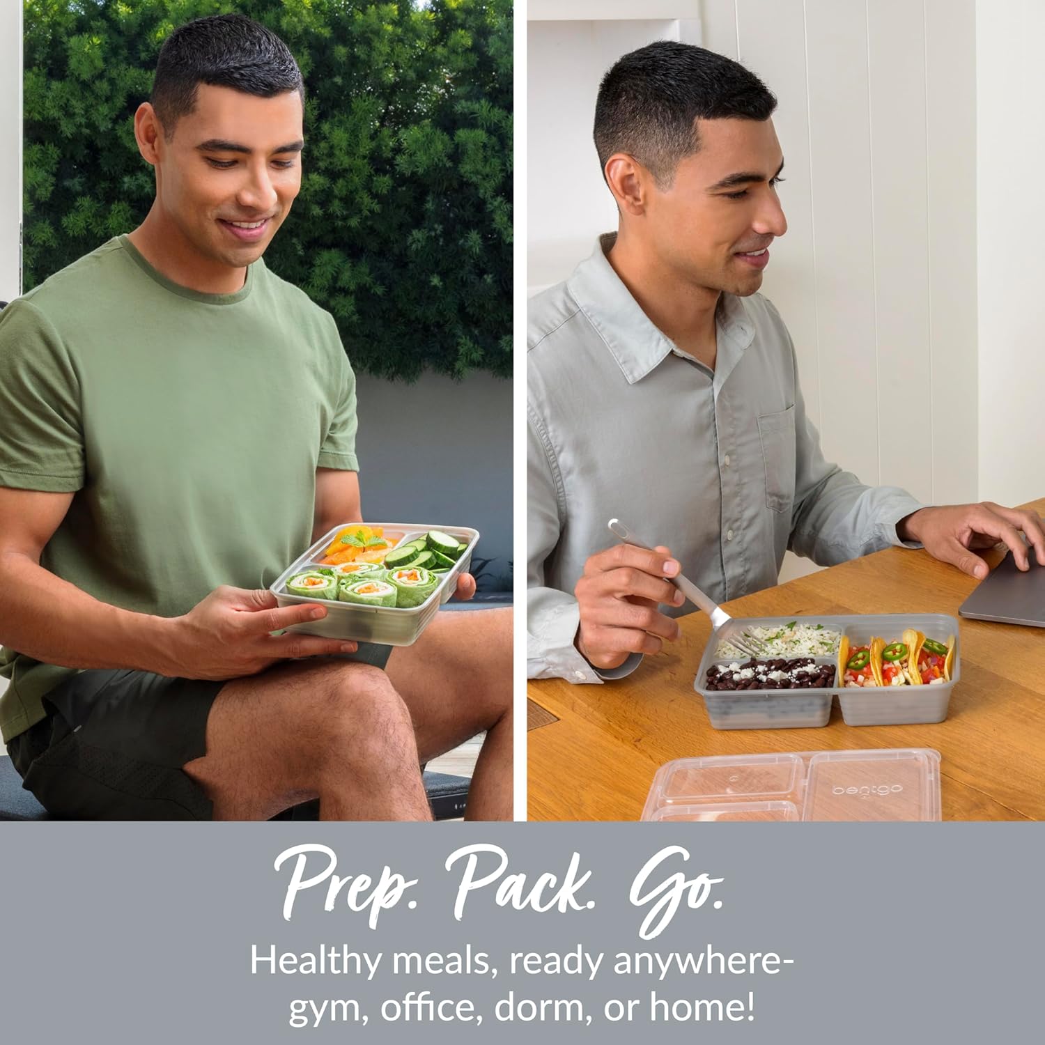 Bentgo Prep - 20-Piece 3-Compartment Reusable Meal Prep Containers with Lids, PFAS & BPA Free Materials, Durable, Microwave, Freezer, & Dishwasher Safe To Go Food Storage (Silver) - Image 4