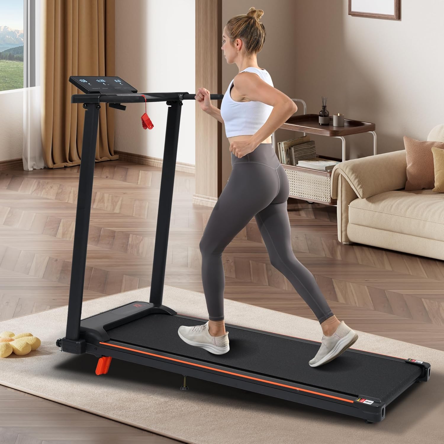 Merax 15% Treadmills for Home with Handle, 3 in 1 Portable Treadmill with Incline, Foldable Treadmill with Three Screen, 12 Preset Programs, Walking pad with Handle bar, 300LBS Capacity - Image 10