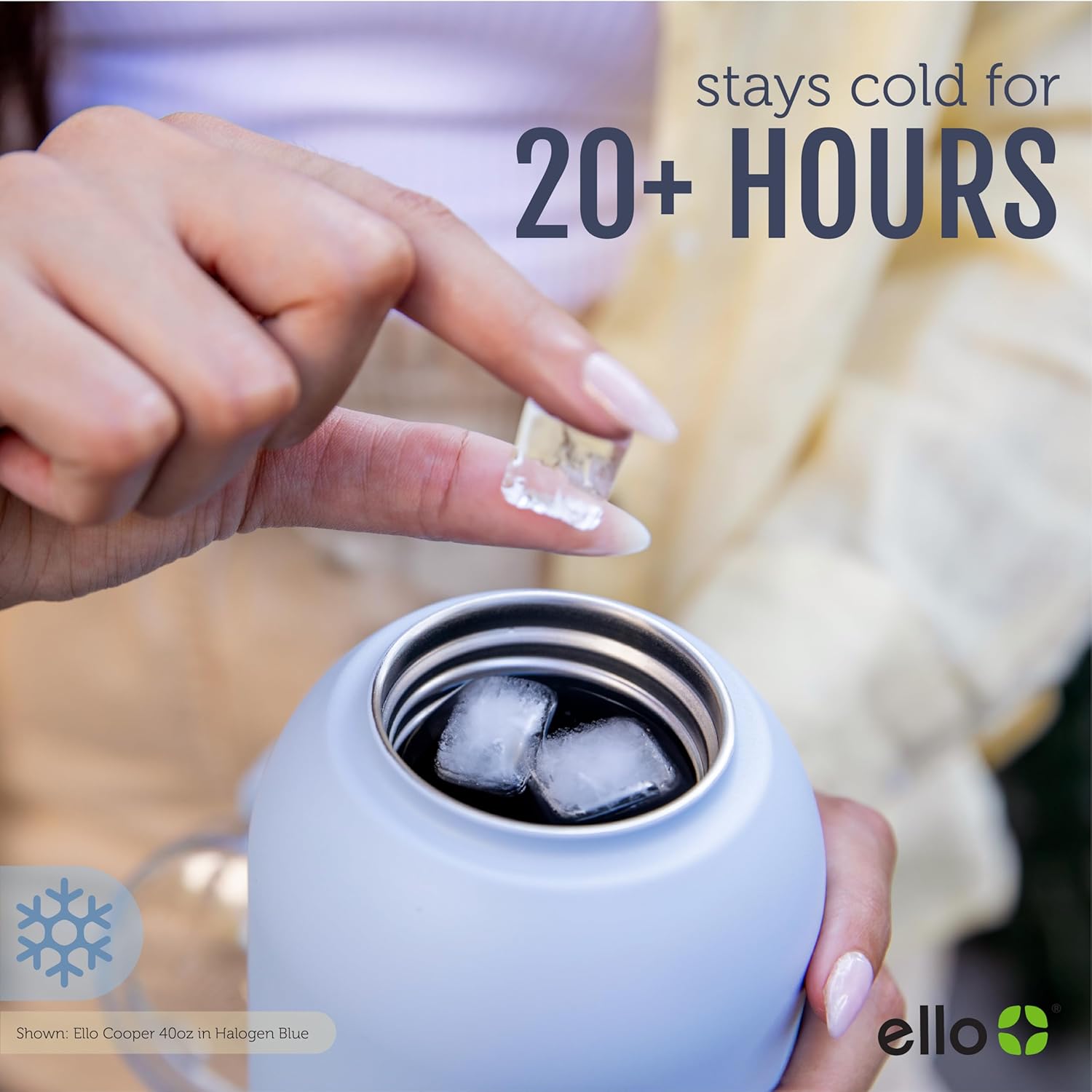 Ello Cooper 22oz Stainless Steel Water Bottle with Straw and Carry Handle, Double Walled and Vacuum Insulated Metal, Leak Proof Locking Lid with Soft Silicone Spout, Reusable, BPA Free, Lilac - Image 8