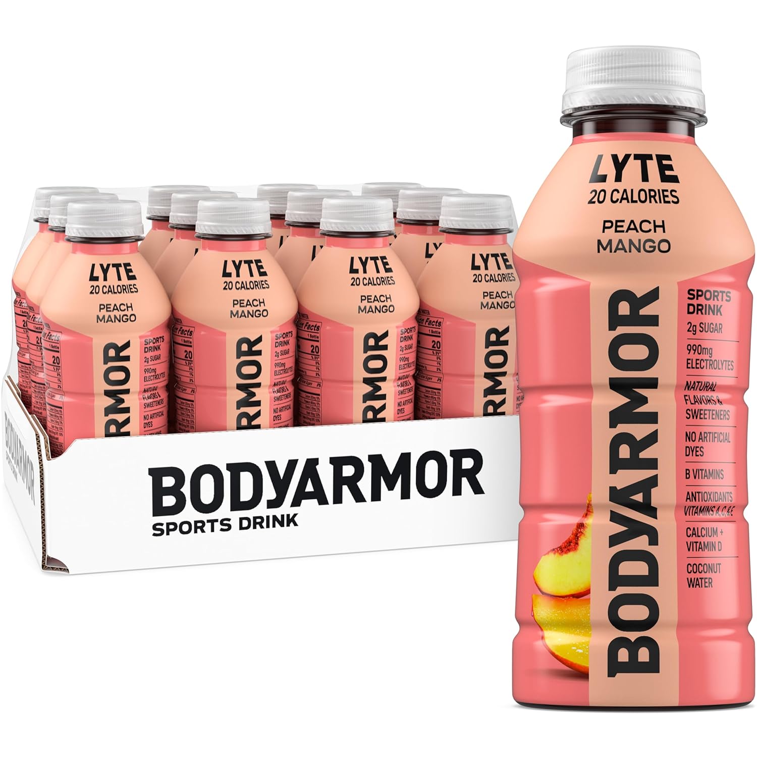BODYARMOR LYTE Sports Drink Low-Calorie Sports Beverage, Peach Mango, Coconut Water Hydration, Natural Flavors With Vitamins, Potassium-Packed Electrolytes, Perfect For Athletes, 16 Fl Oz (Pack of 12) - Image 2
