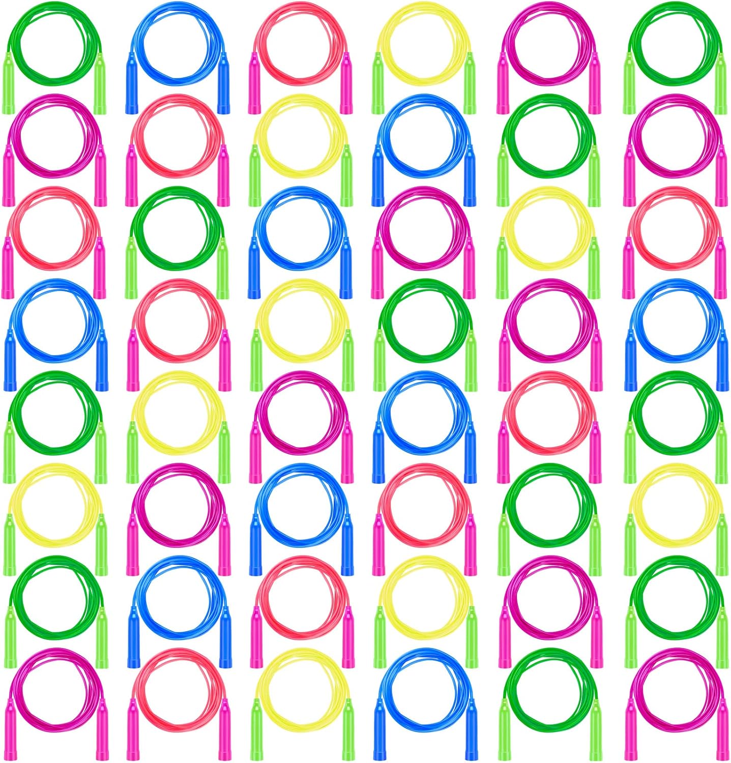 Aneco 48 Pack Kids Jump Rope Set 7.3 Feet Outdoor Jump Ropes Colorful Kids Jumping Ropes Great Sports Activities Birthday Party Favors Gifts - Image 2