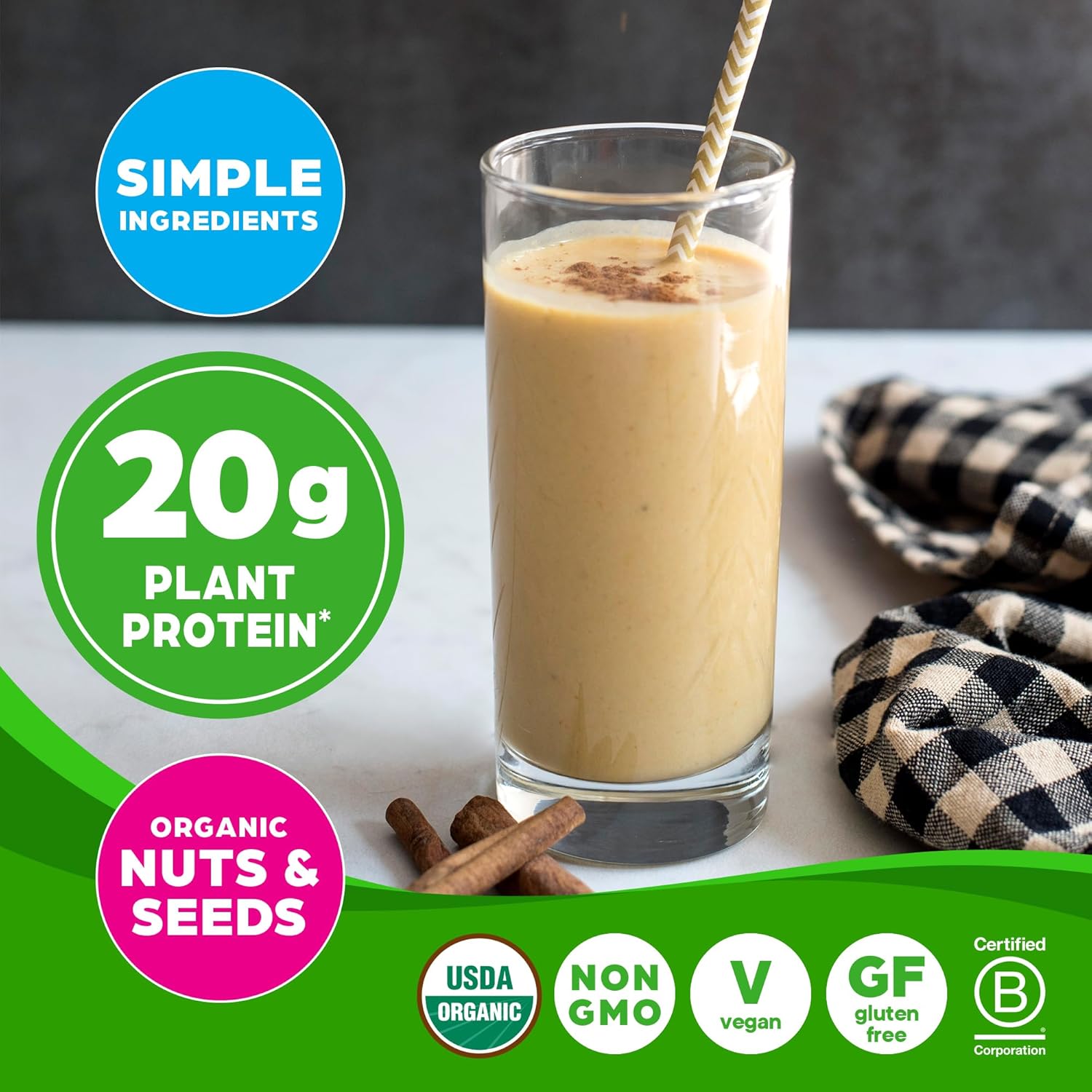 Orgain Organic Simple Vegan Protein Powder, Vanilla - 20g Plant Based Protein, Made with less Ingredients, No Artificial Sweeteners, Gluten Free, No Dairy or Lactose, 1.25 lb (Packaging May Vary) - Image 5