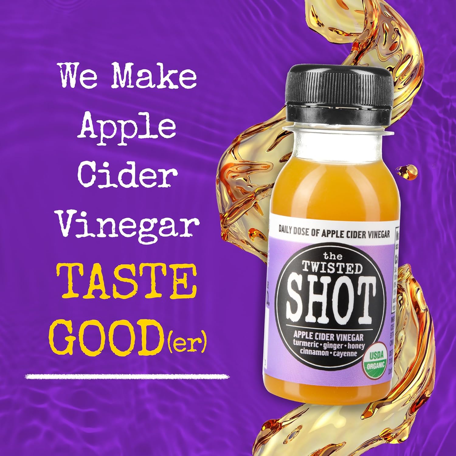 The Twisted Shot | Organic Apple Cider Vinegar Wellness Shots with Ginger, Turmeric, Honey, Cinnamon and Cayenne | Digestion, Immunity and Gut Health Support | Ready to Drink | 12, 2 oz Mini Bottles - Image 3