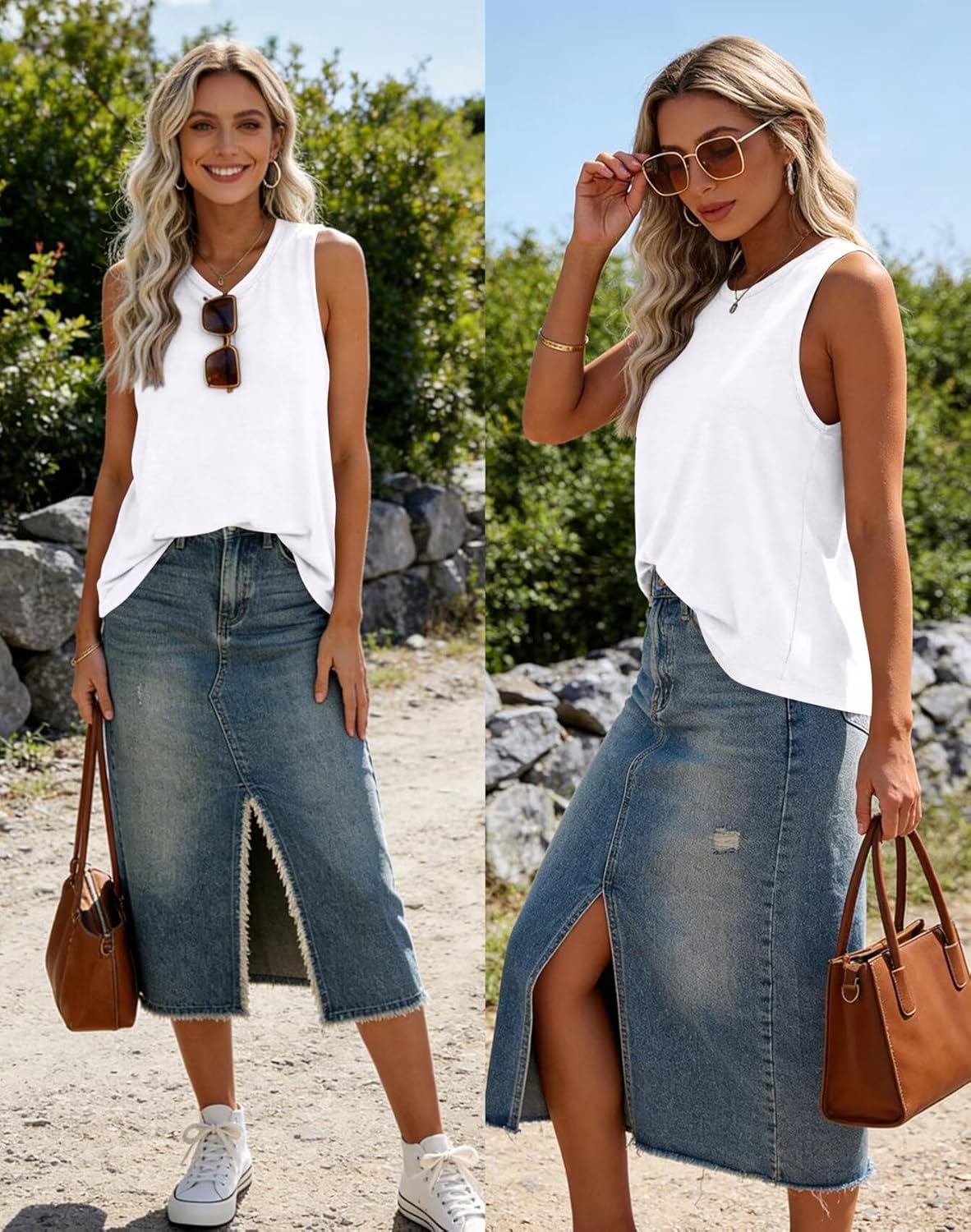 Bliwov Womens Summer Tank Tops Beach Vacation Casual Sleeveless Shirts Spring Fashion Outfits Workout Loose Fit Tees Blouses - Image 3