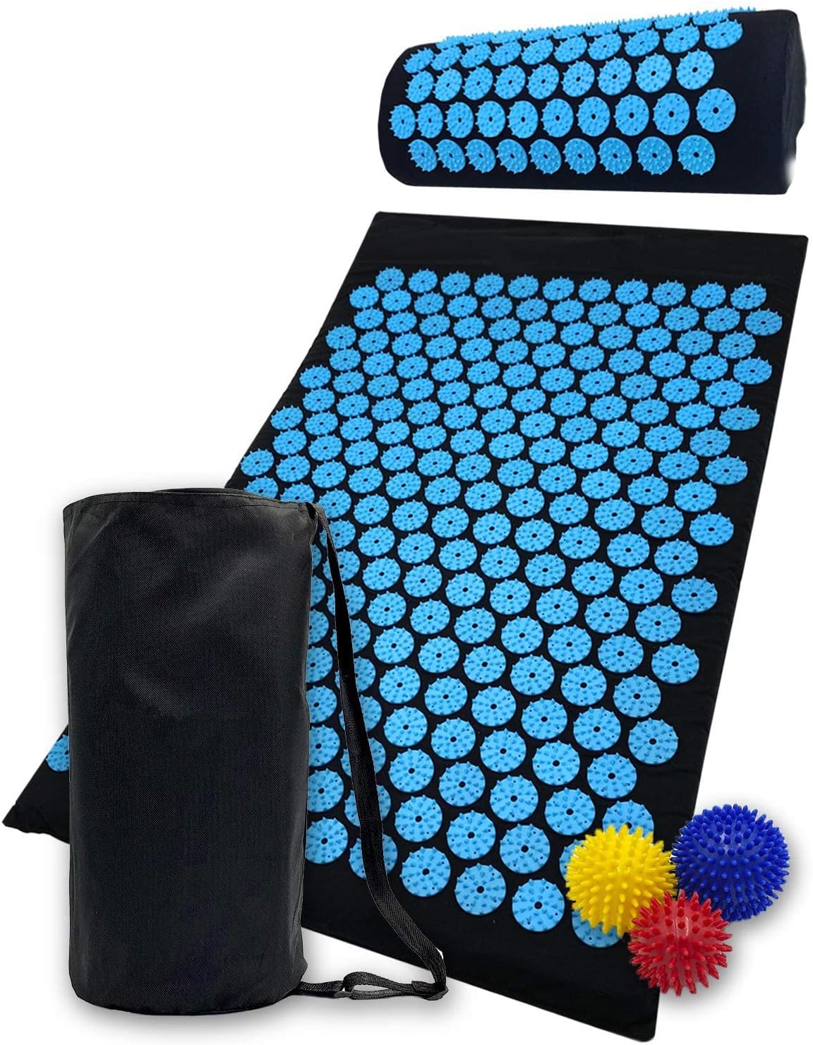Acupressure Mat and Pillow Set for Lower Back Pain Relief & Muscle Relaxation - Acupuncture Mattress + Spiky Ball Massage Set for Back, Neck & Sciatic Nerve Pain - Relieves Tension at Pressure Points - Image 2