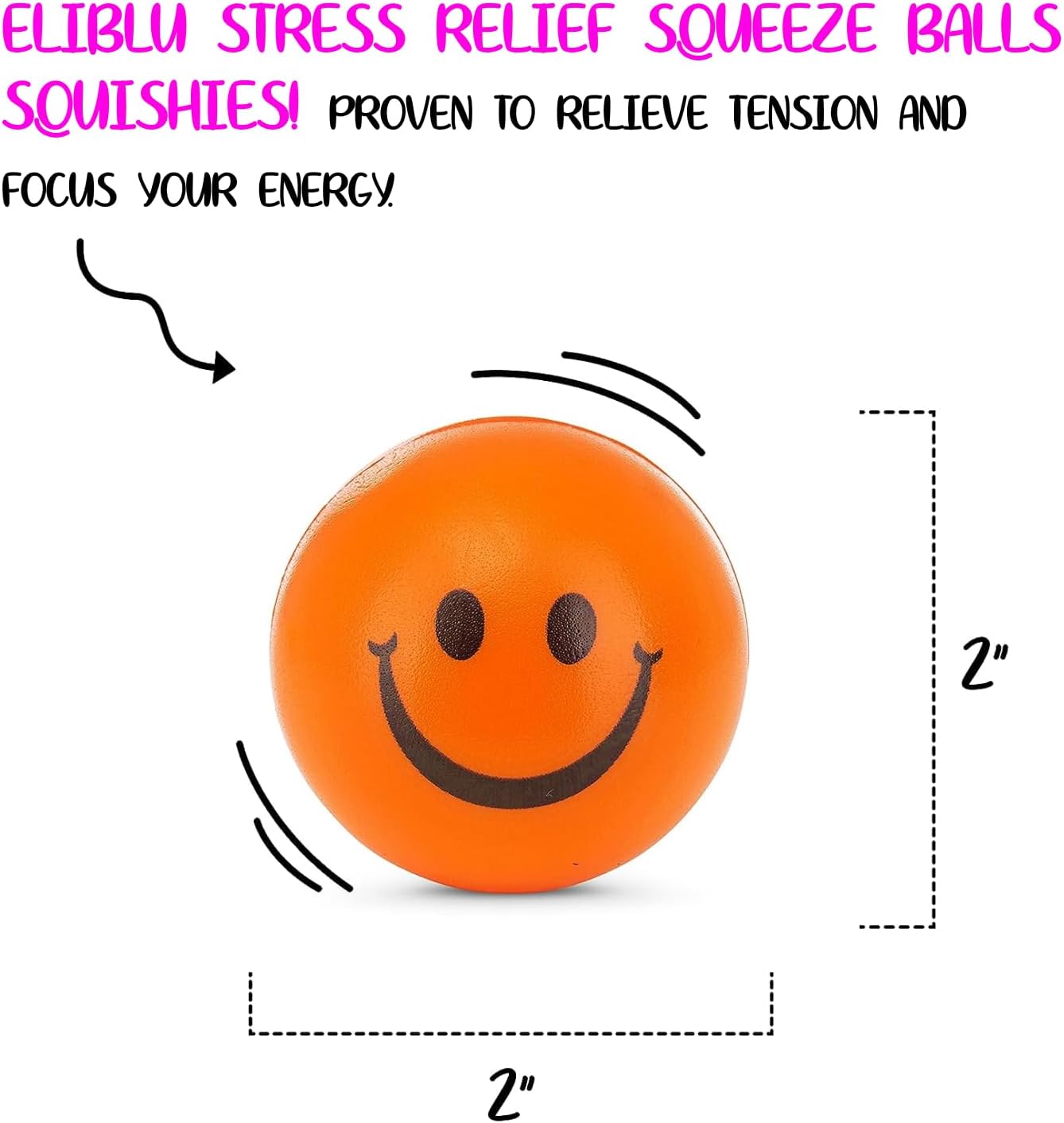 Neliblu Neon Smile Stress Balls for Adults and Kids - Foam Squeeze Ball for Relaxation and Fun - Pack of 12 Happy Face 2.5-Inch Squeeze Balls - Ideal for Parties, Therapy, and Toys - Image 5